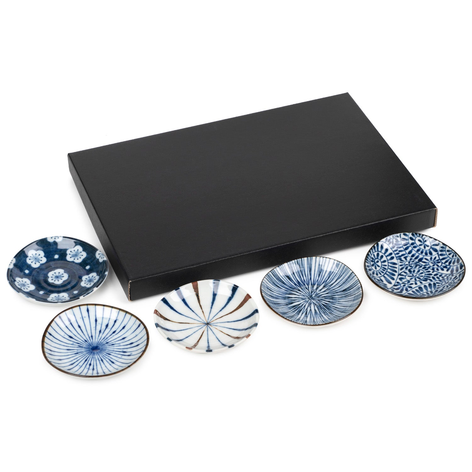 Aizome 5 Piece Japanese Mini Plate Gift Set and a gift box