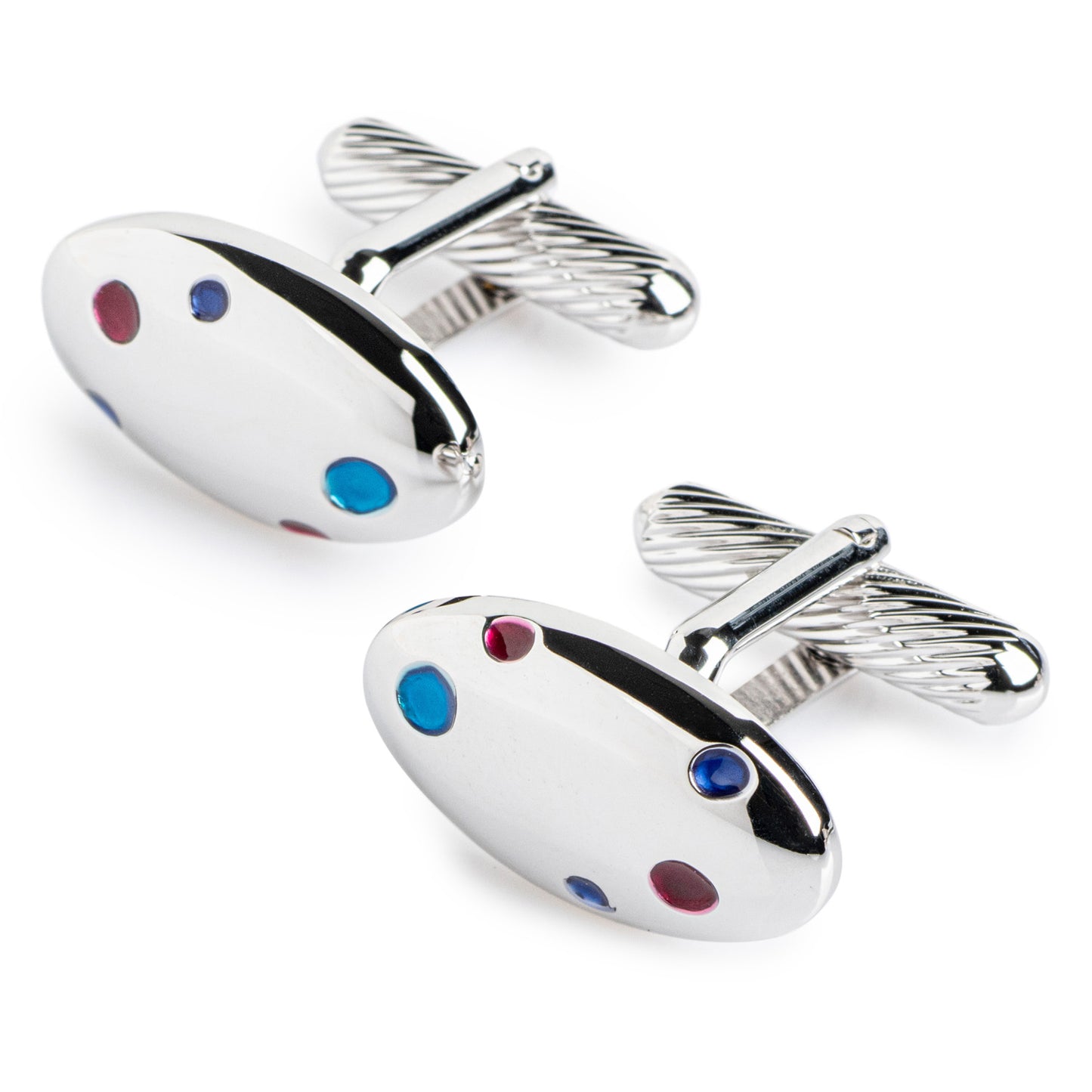 Asakusa Blue and Red Dot Japanese Cufflinks