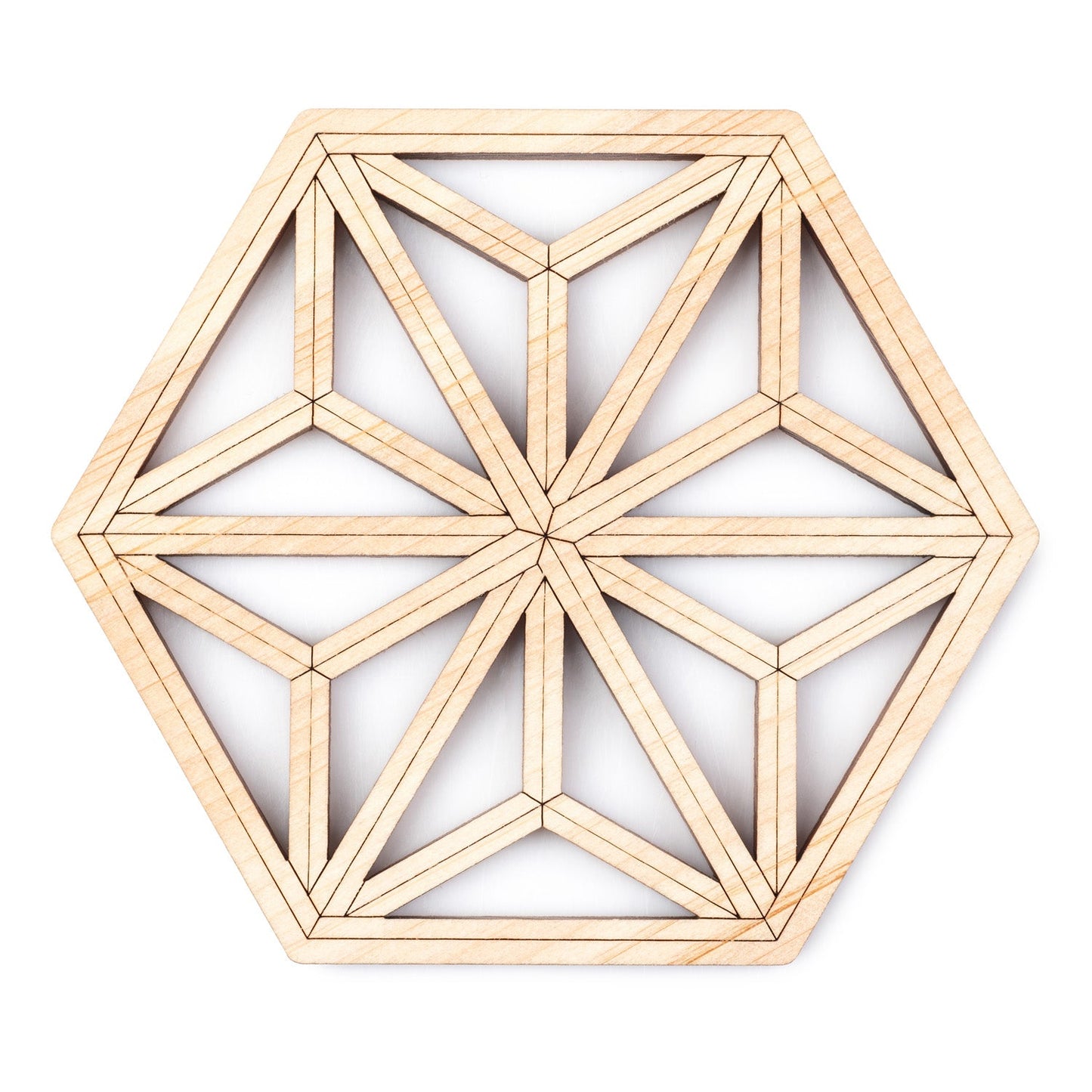 Asanoha Natural Wood Premium Japanese Coaster top