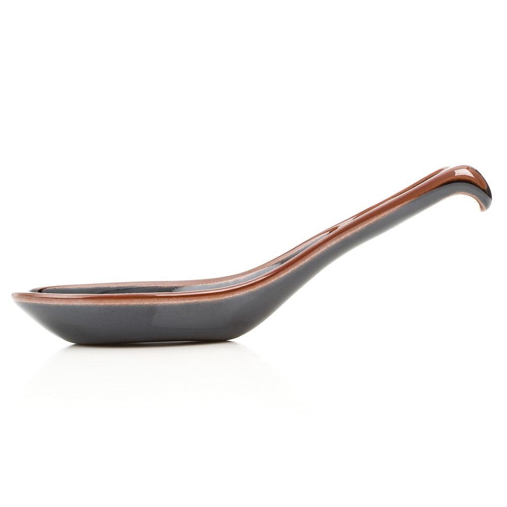 Black Ceramic Japanese Soup Spoon side