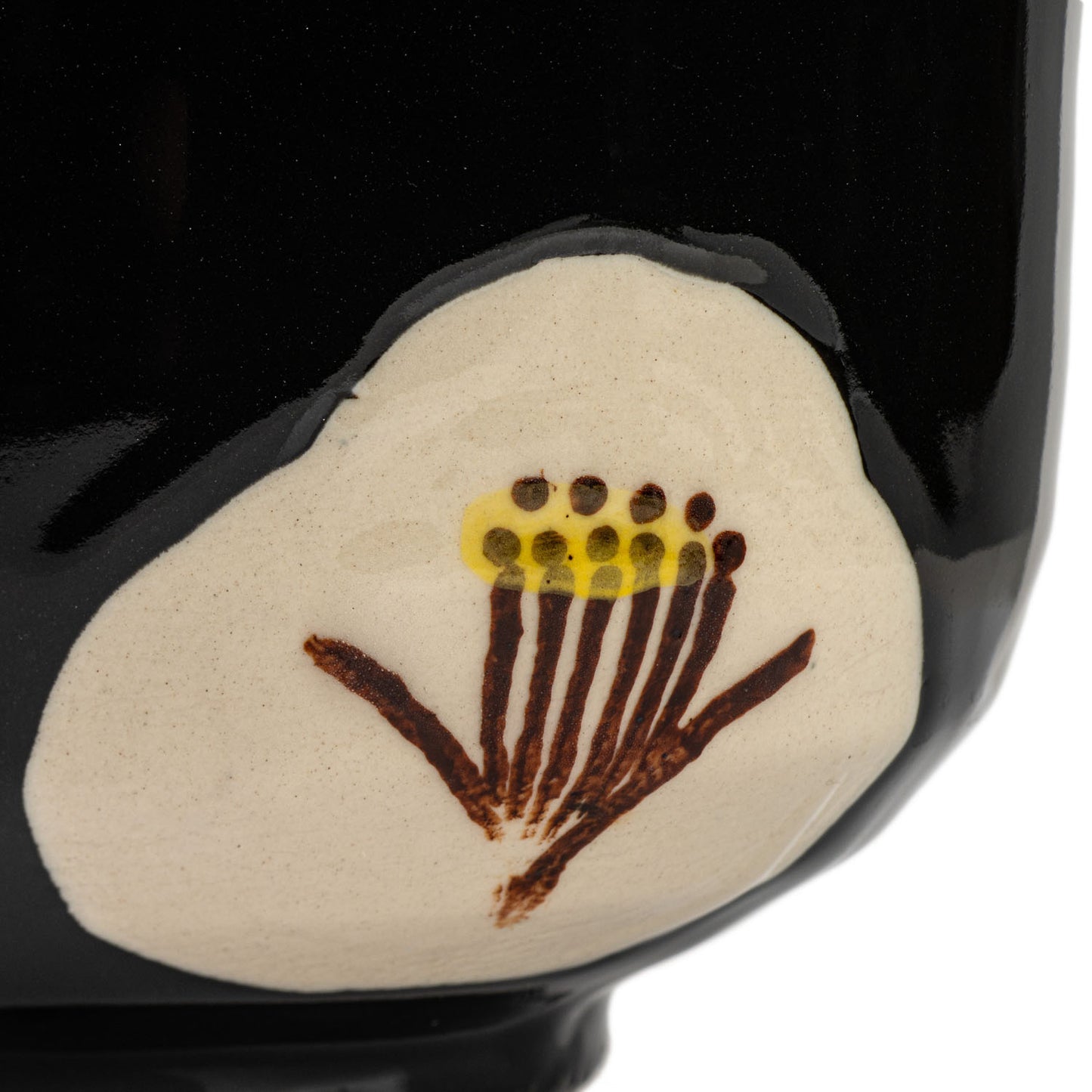 Black Tsubaki Japanese Matcha Teacup detail