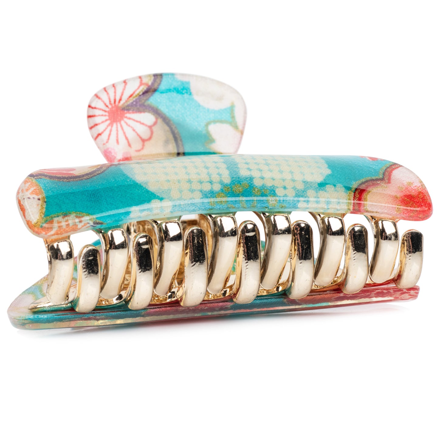 Blue Cherry Blossom Japanese Hair Claw closed