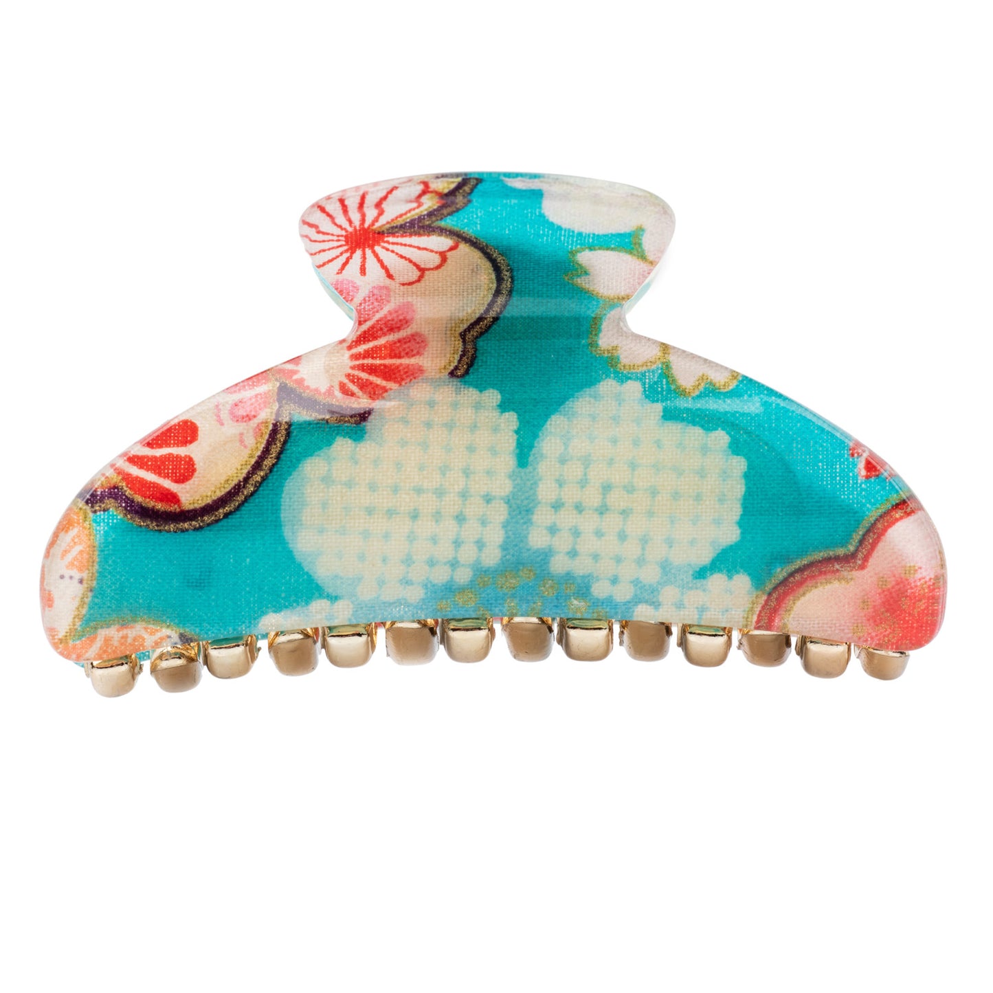 Blue Cherry Blossom Japanese Hair Claw side