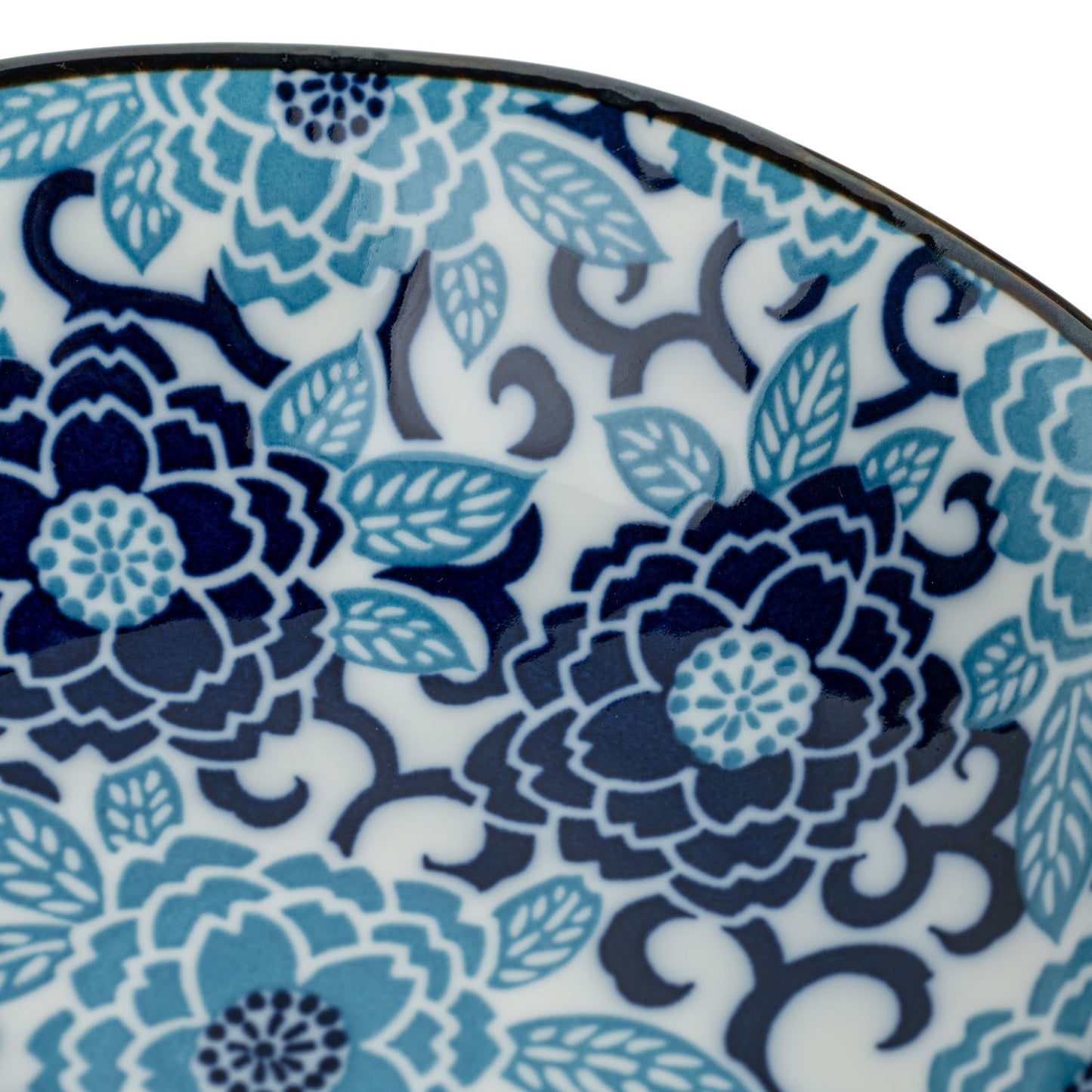 Blue Peony Japanese Bowl detail