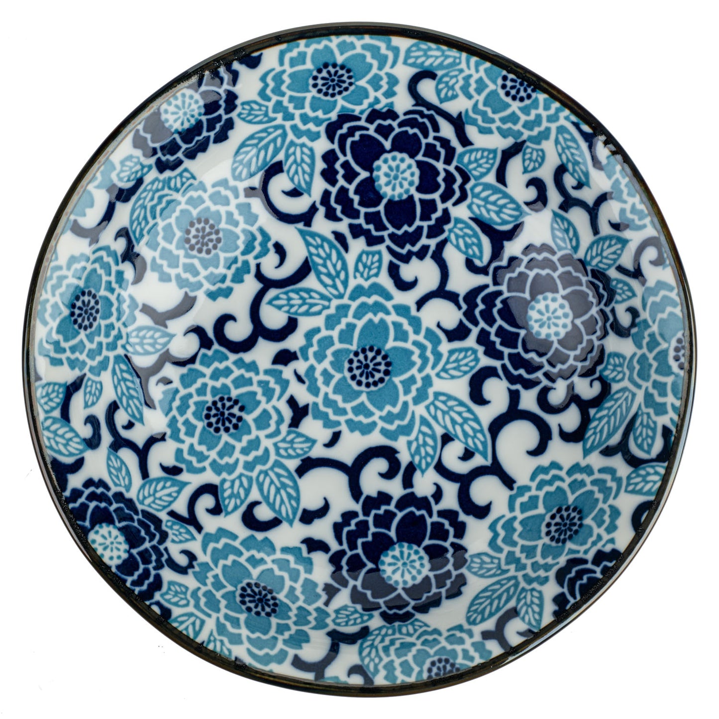 Blue Peony Japanese Bowl top