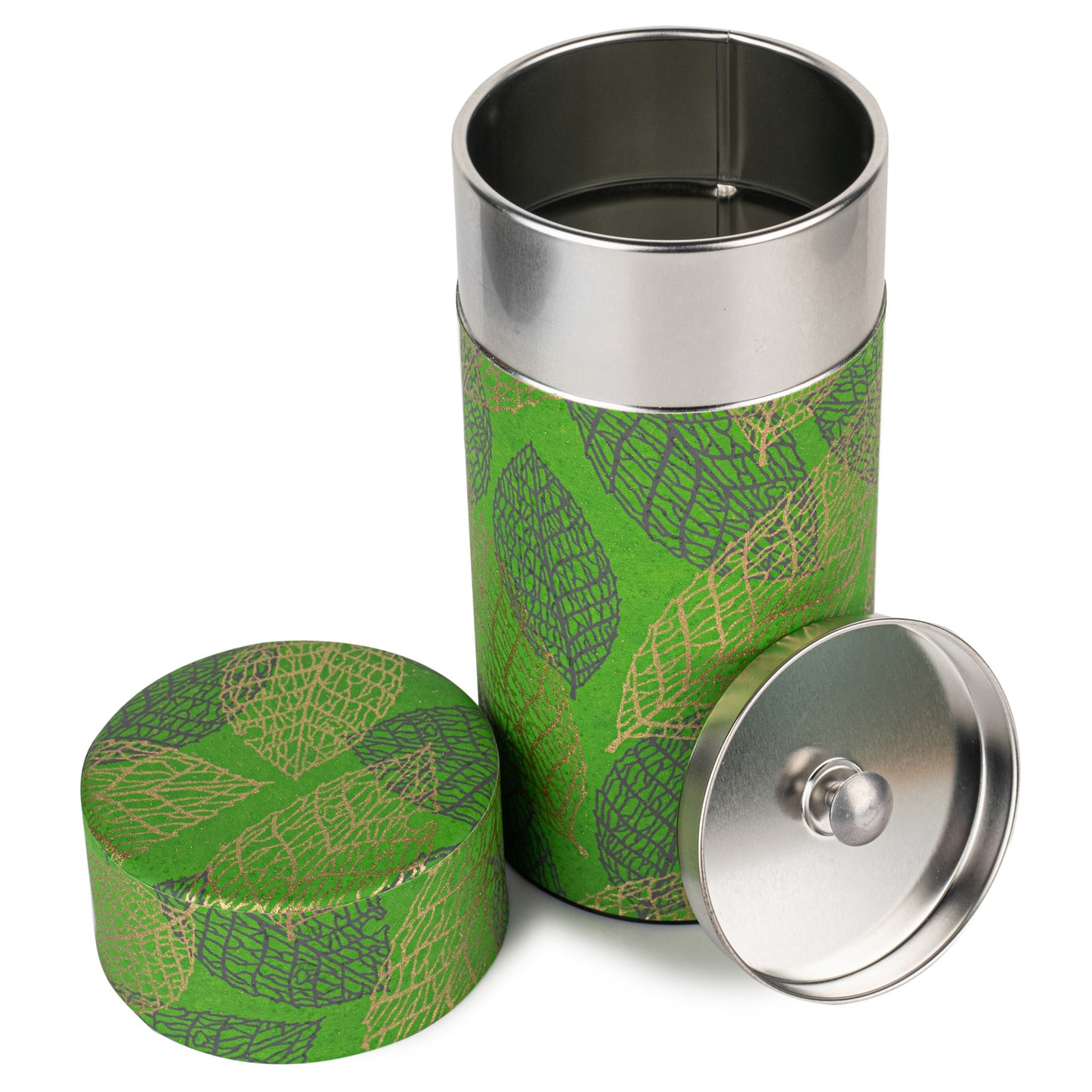 Bright Green Leaf Premium Japanese Tea Caddy open