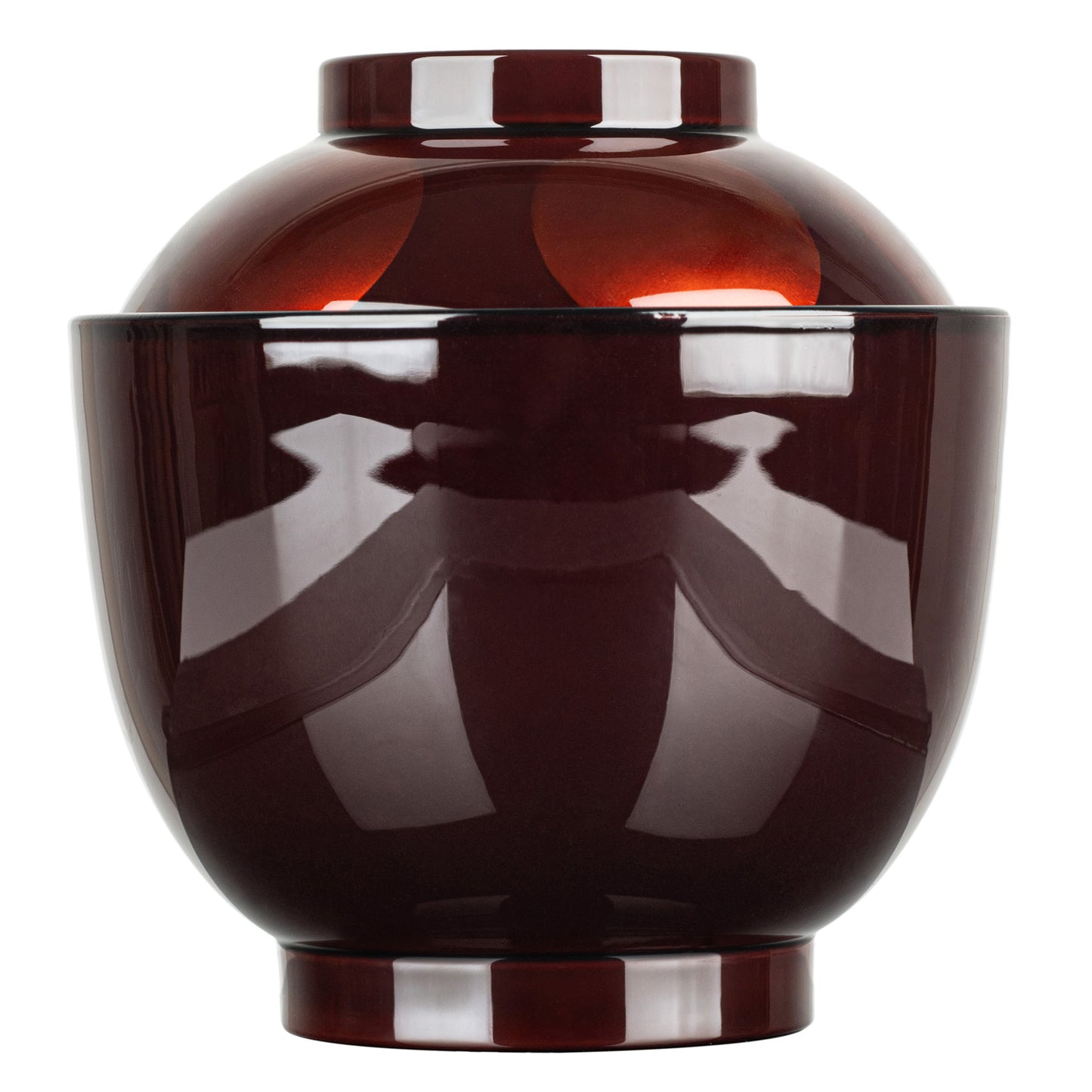 Bronze Circle Japanese Lacquer Miso Soup Bowl and Lid side