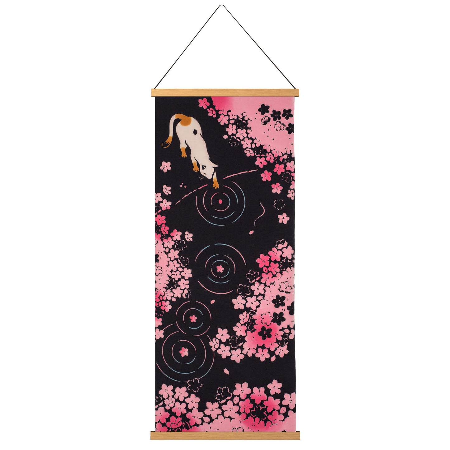 Cat at Hanami Japanese Wall Hanging Set