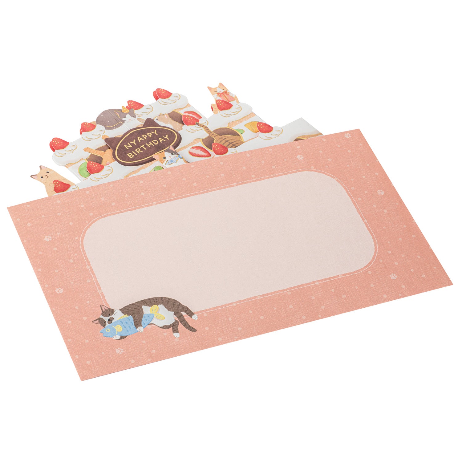 Cats and Cake Pop Up Japanese Birthday Card and envelope
