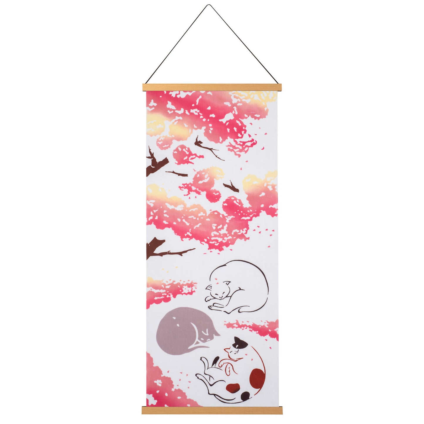 Cats with Sakura Japanese Wall Hanging Set