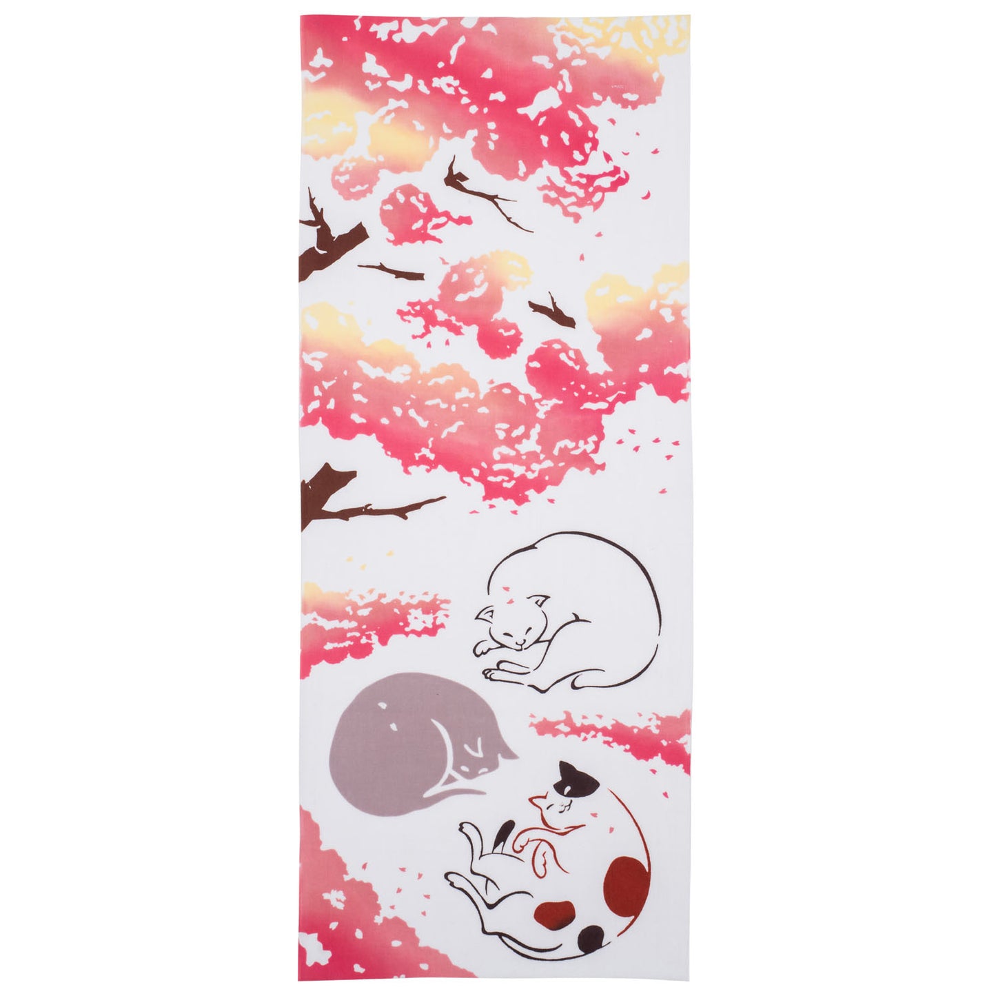 Cats with Sakura Japanese Wall Hanging Set tenugui