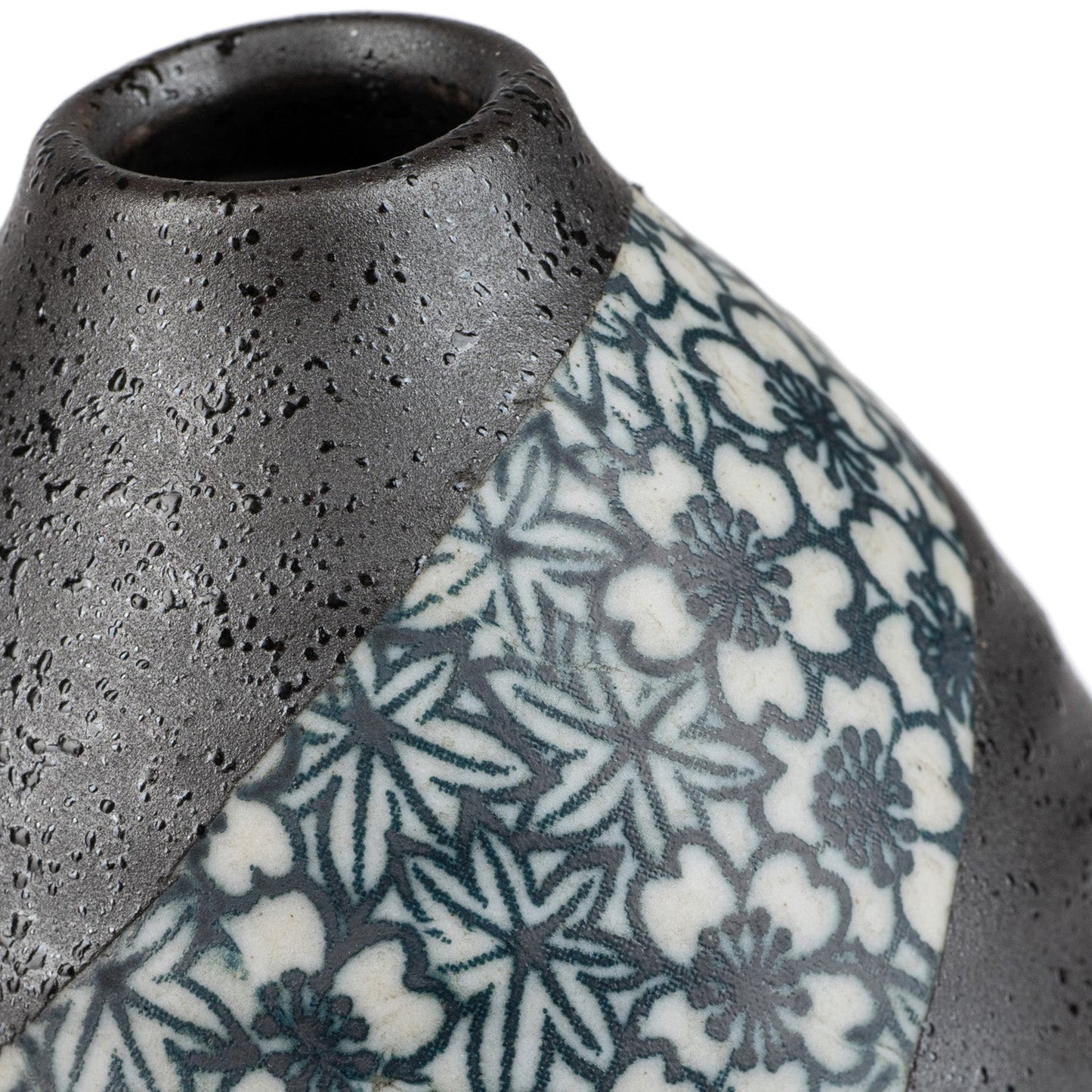 Charcoal Floral Mini Japanese Vase