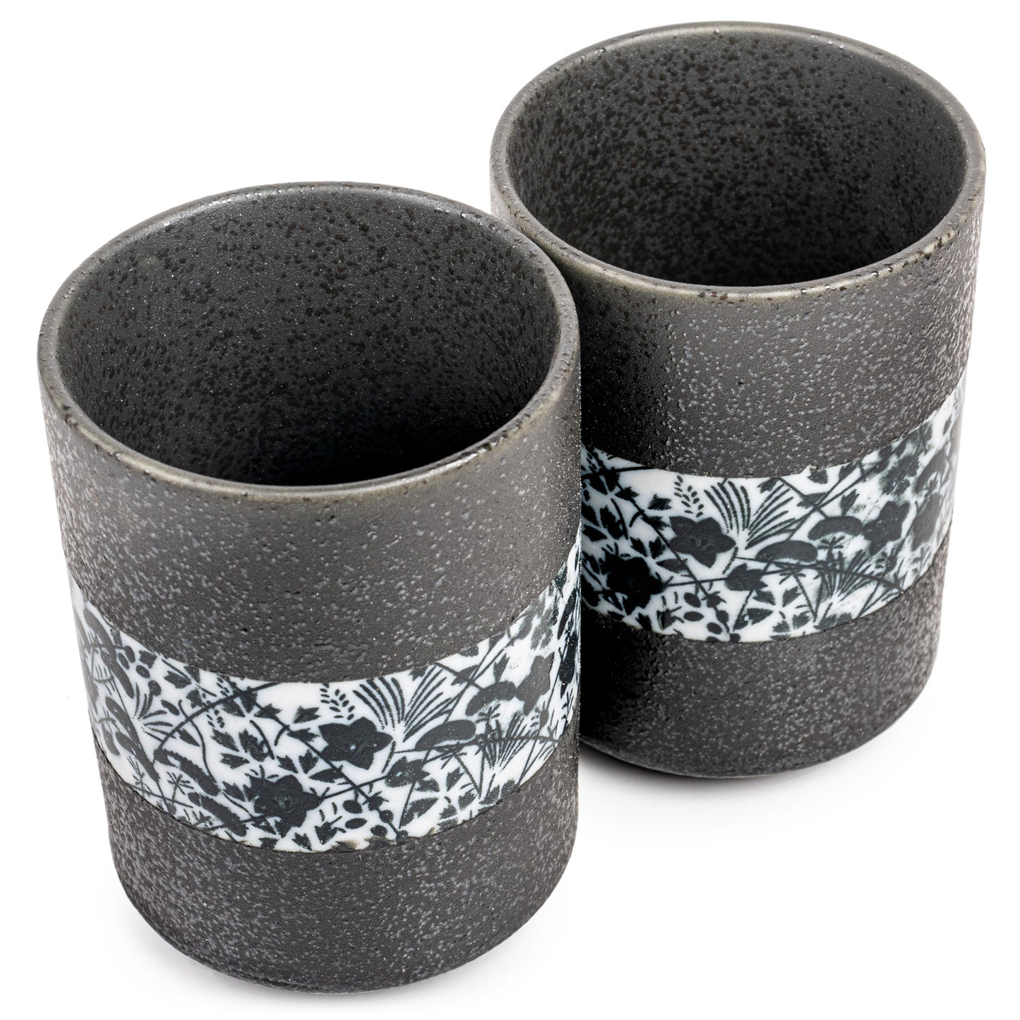 Charcoal Flower Japanese Tea Pot Set cups
