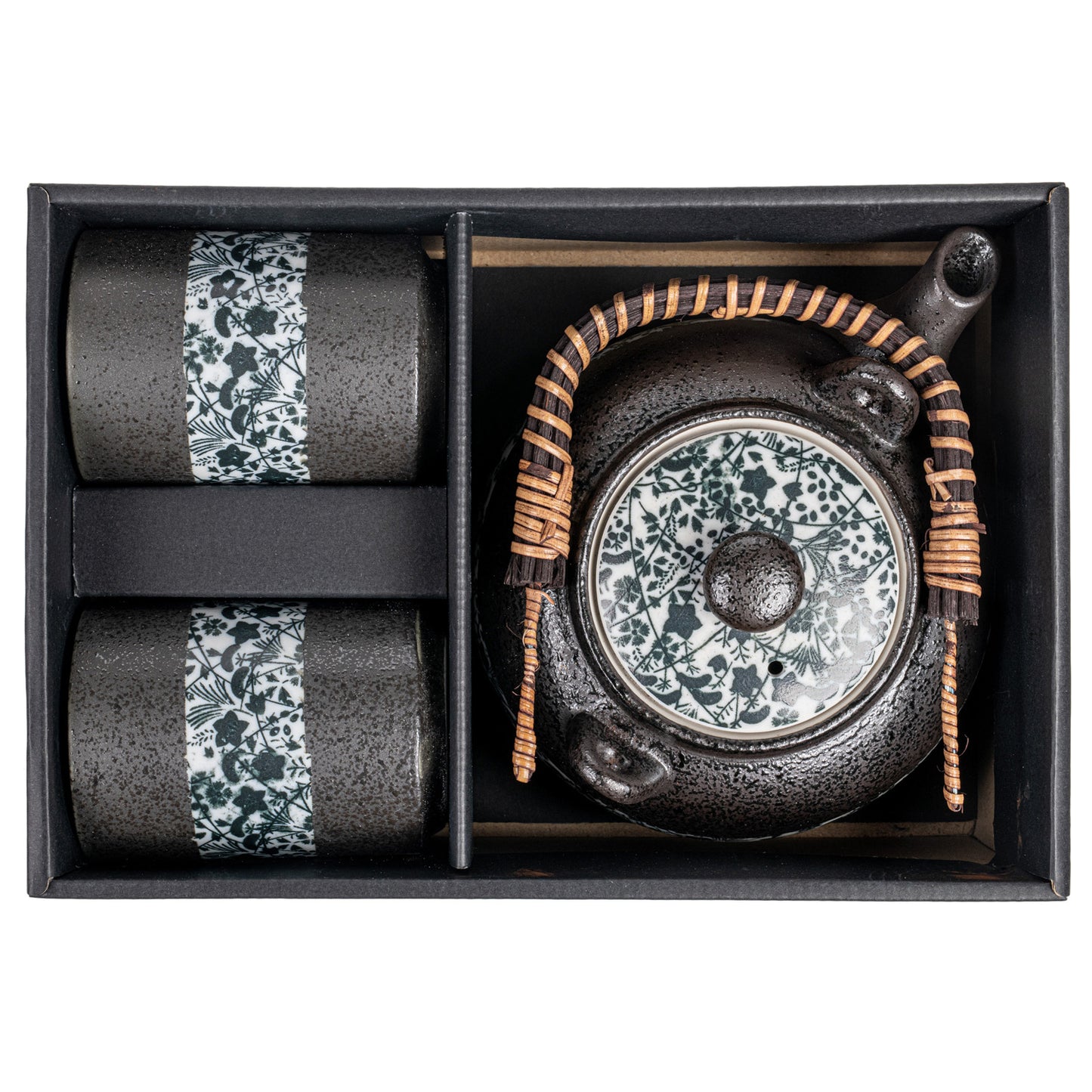 Charcoal Flower Japanese Tea Pot Set top
