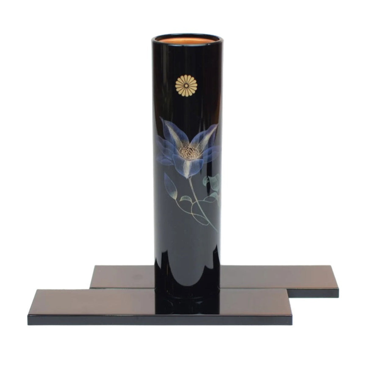 Clematis Chrysanthemum Small Japanese Lacquer Vase