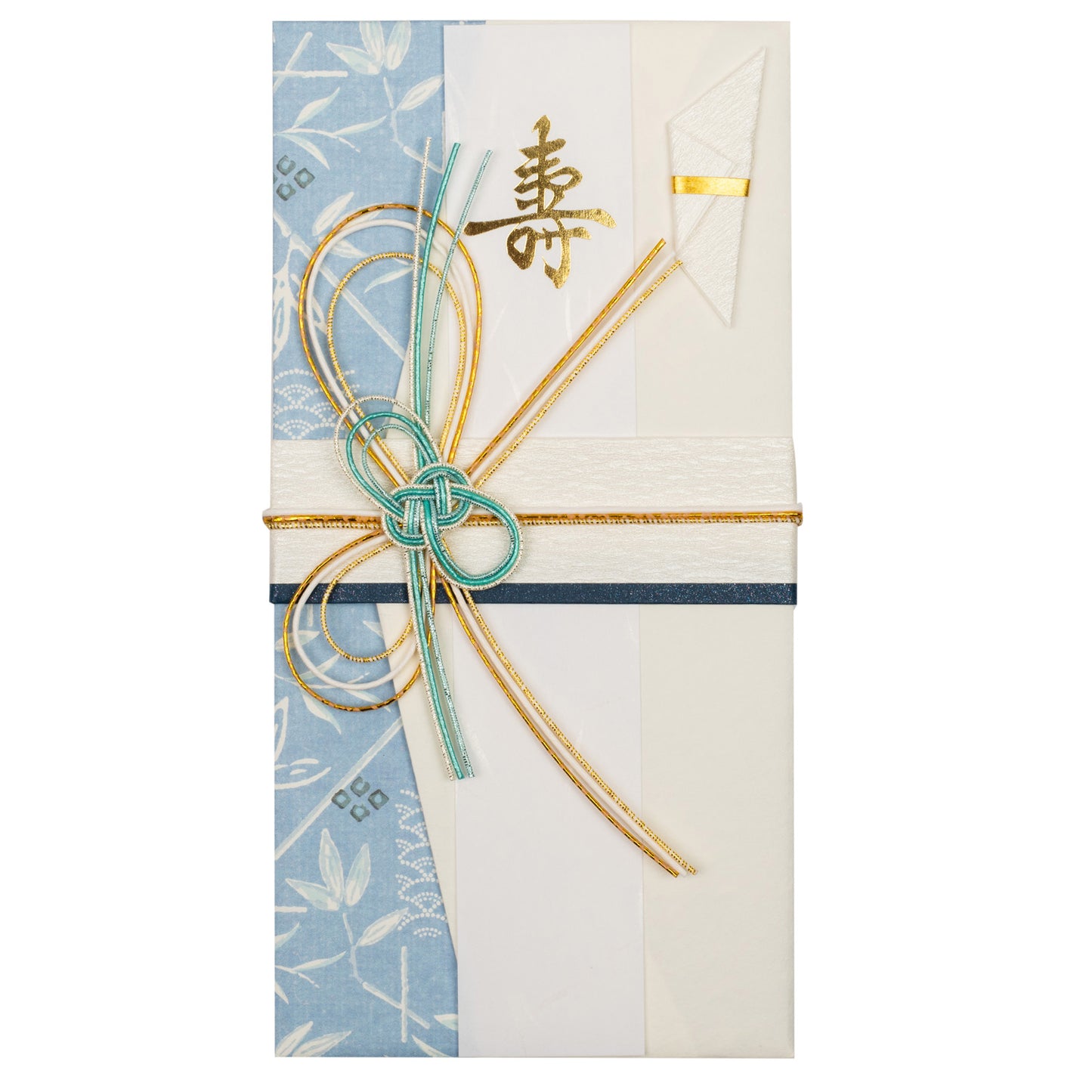 Cool Blue Sky Gold Knot Japanese Wedding Card