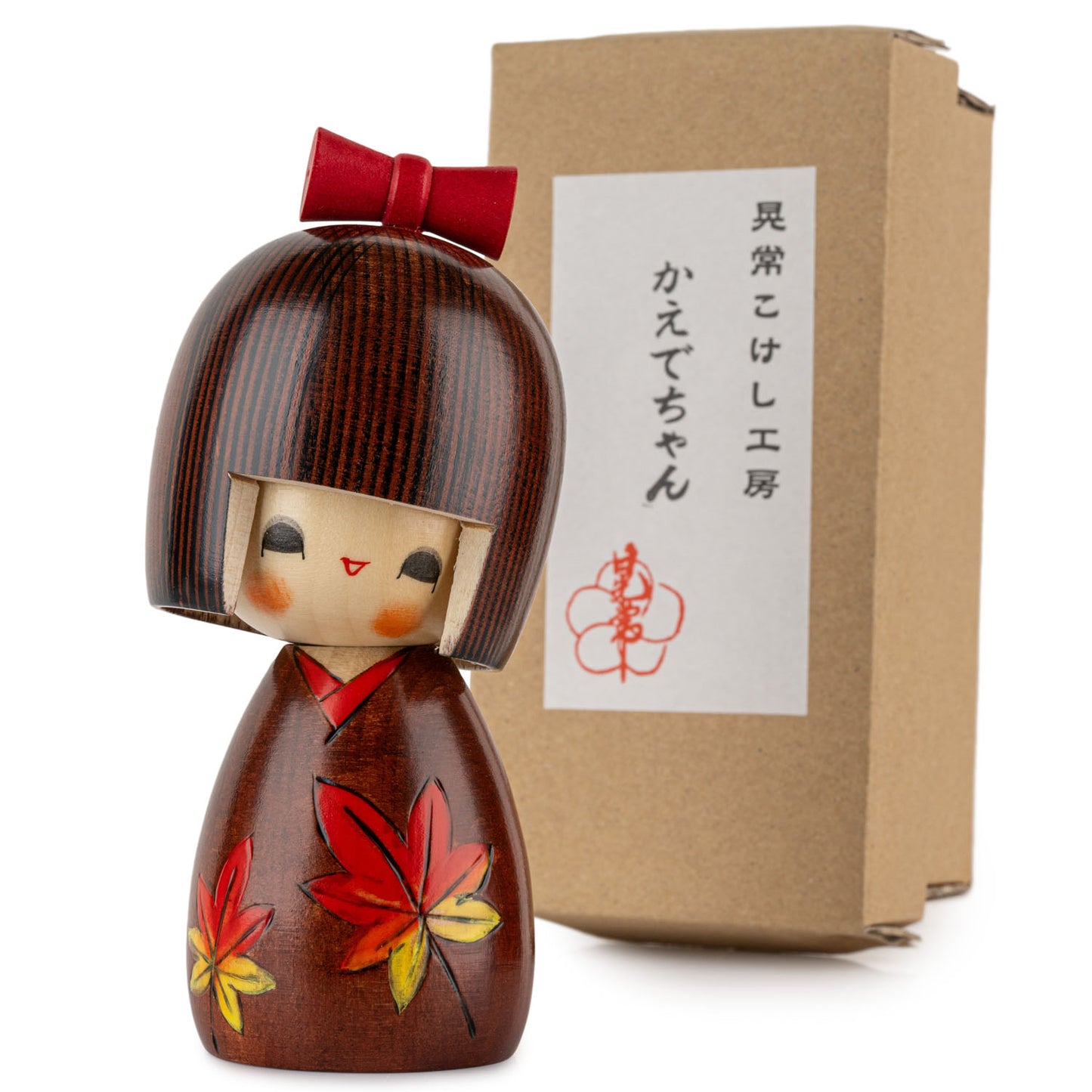 Cute Girl Maple Leaf Japanese Kokeshi Doll gift box