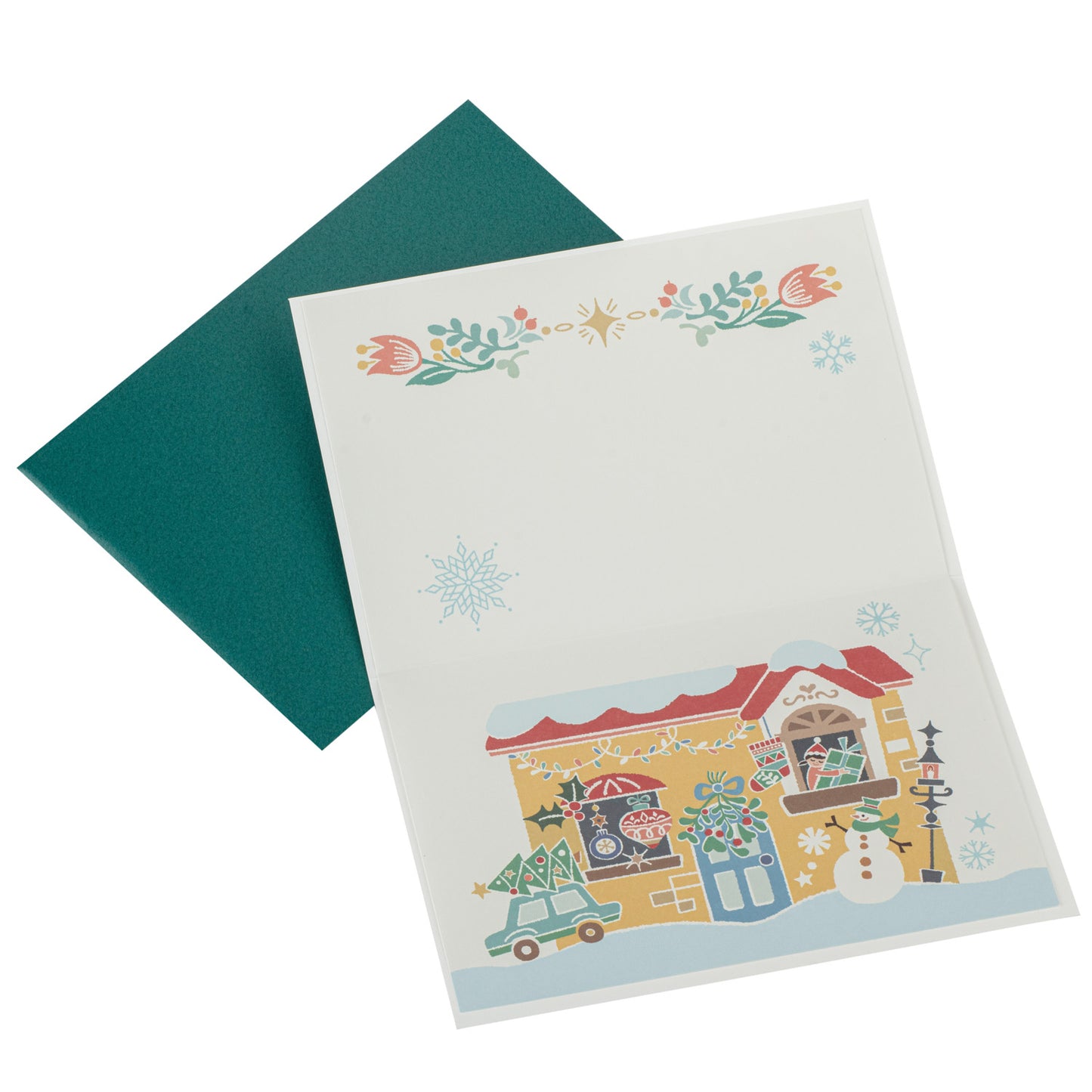 Festive Winters Night Japanese Christmas Card open