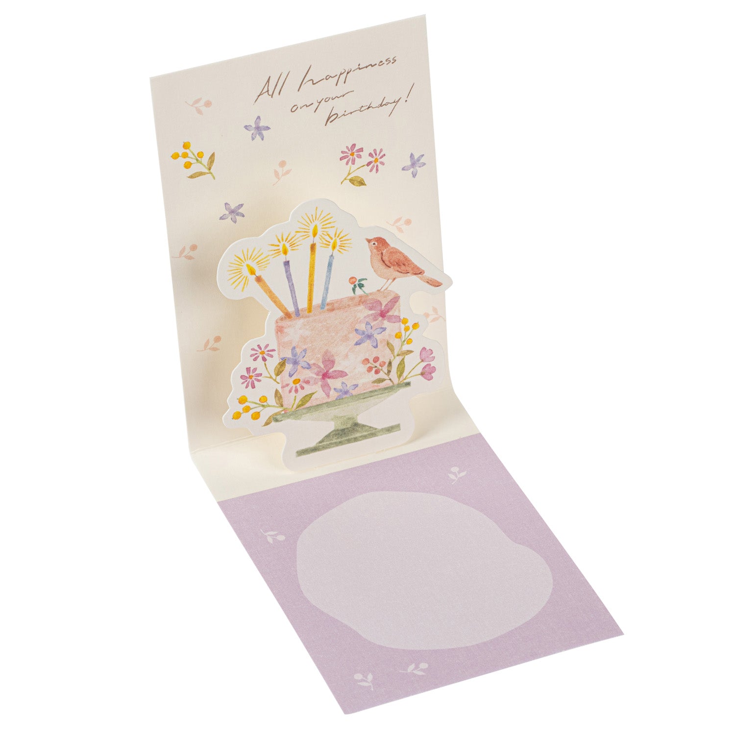 Floral Mini Pop Open Japanese Birthday Card open