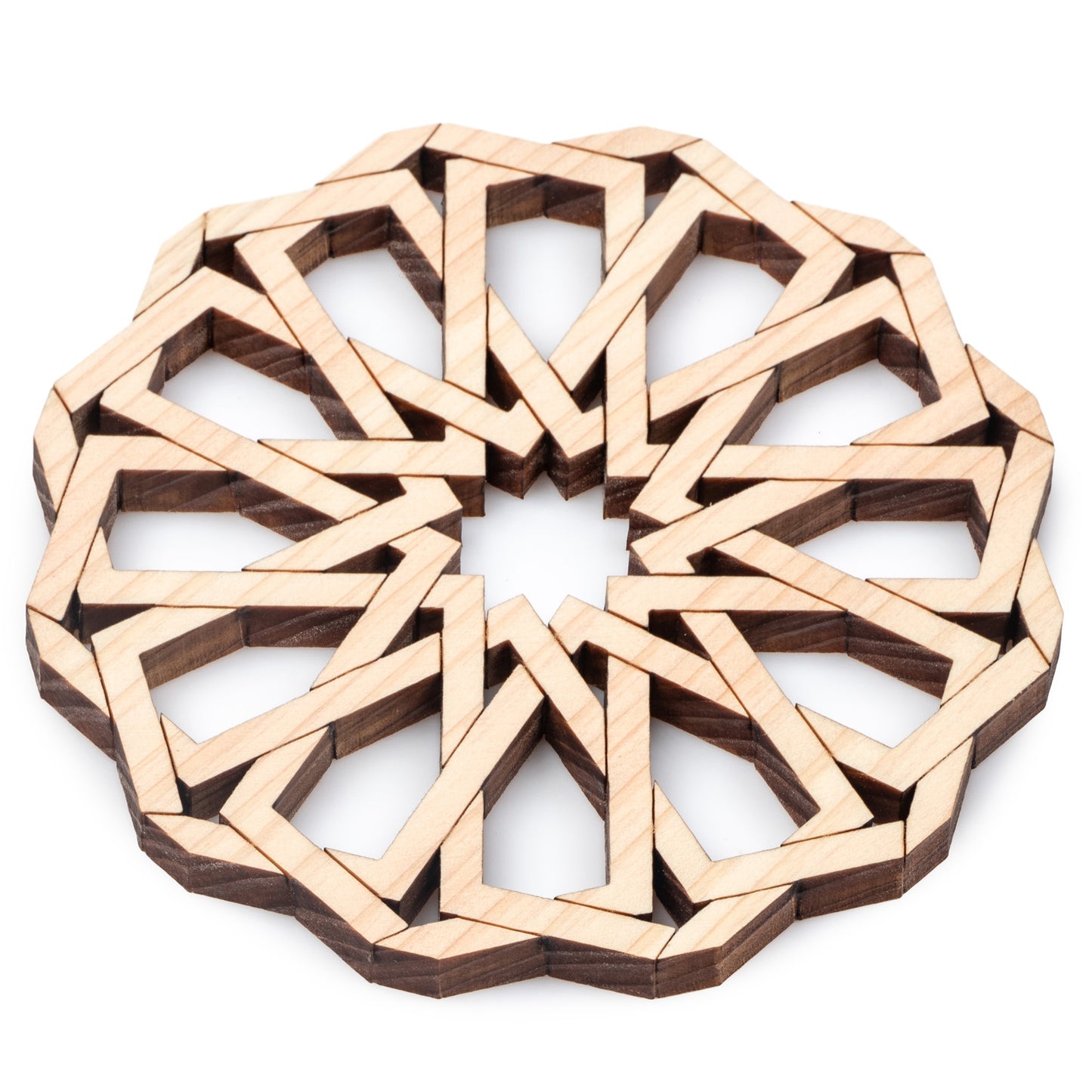 Flower Natural Wood Premium Japanese Coaster