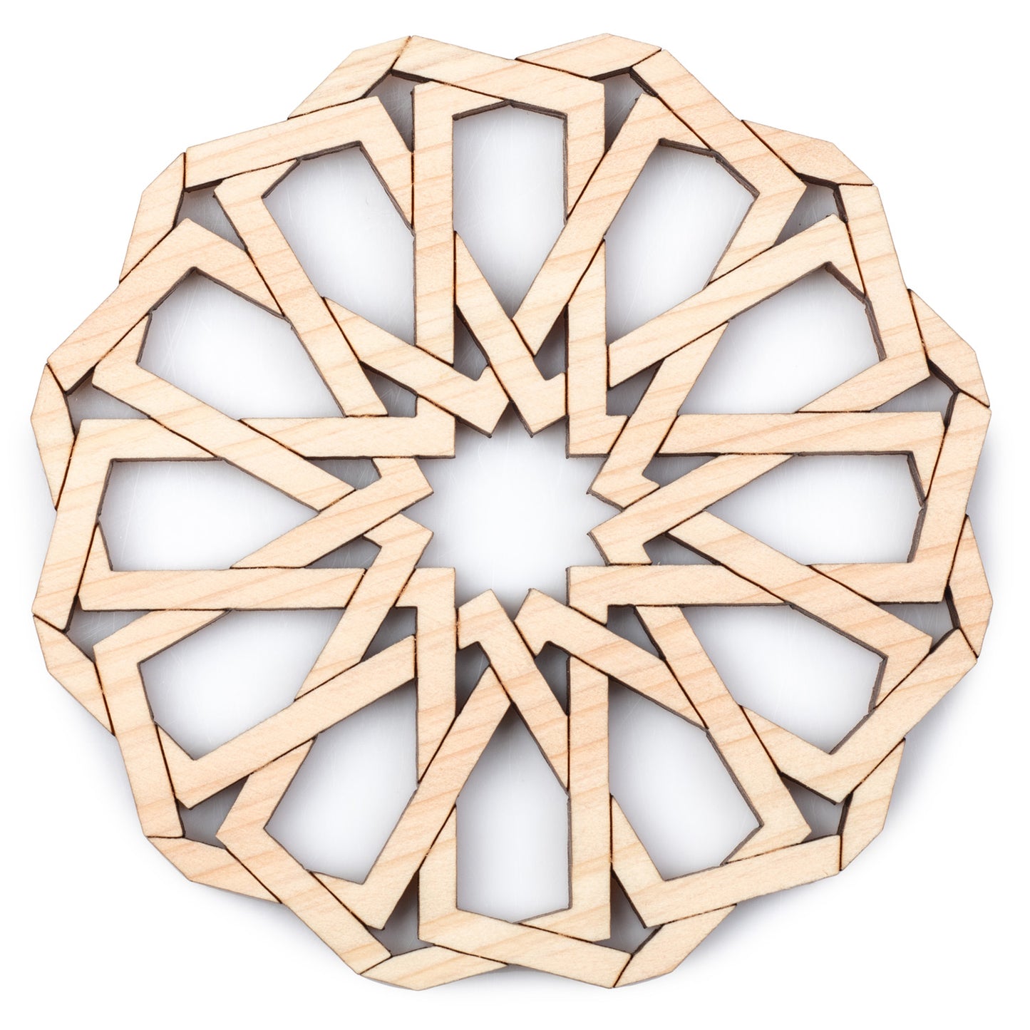 Flower Natural Wood Premium Japanese Coaster top