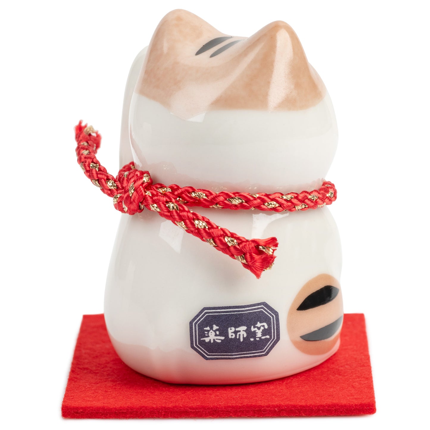 Ginger Tom Japanese Lucky Cat and Red Cushion back
