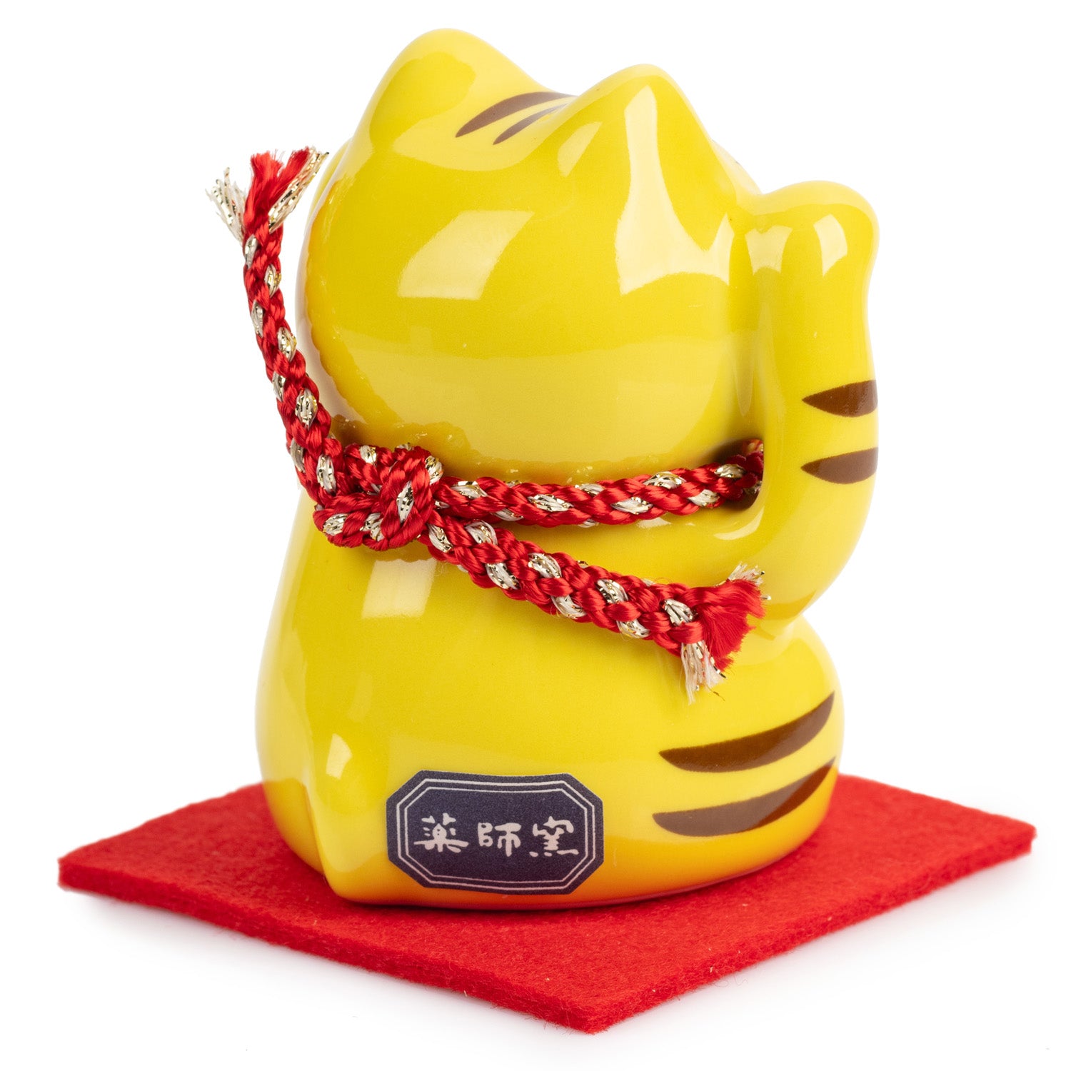 Good Fortune Japanese Lucky Cat and Red Cushion back
