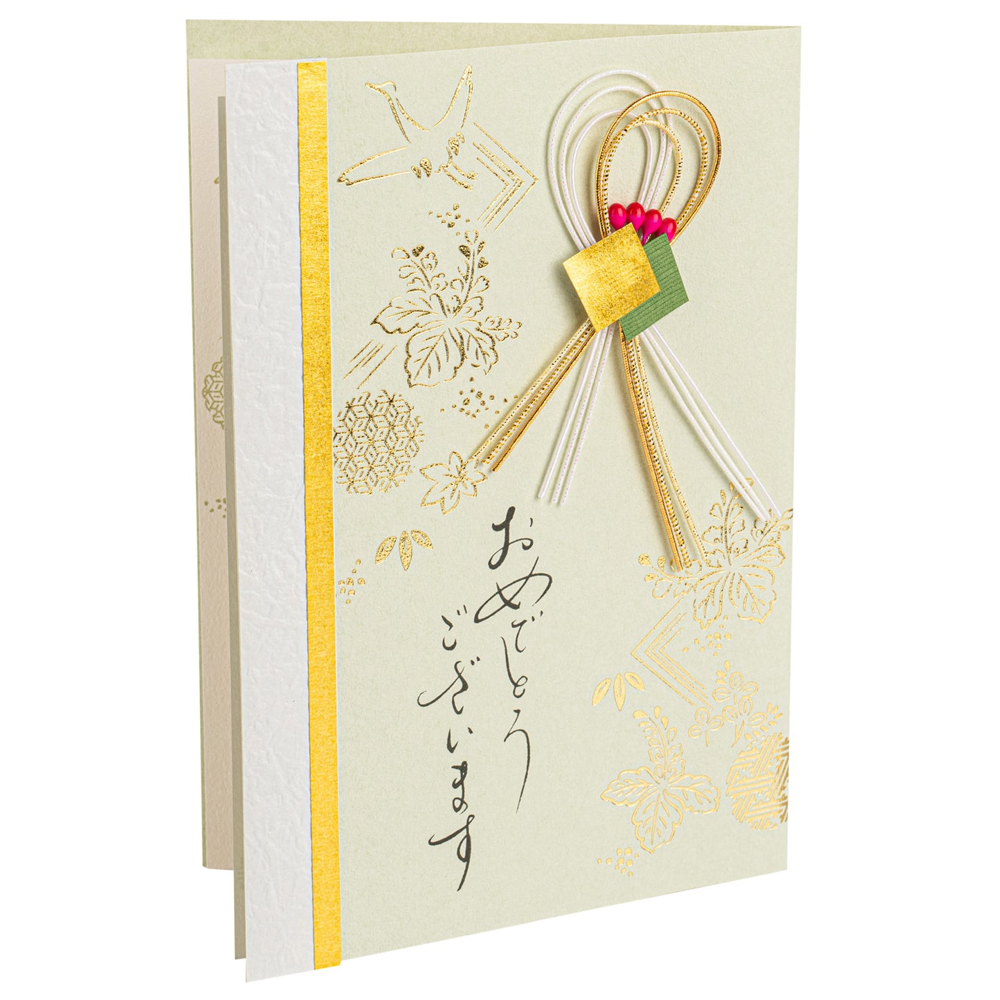 Green and Gold Mizuhiki Japanese Congratulations Card