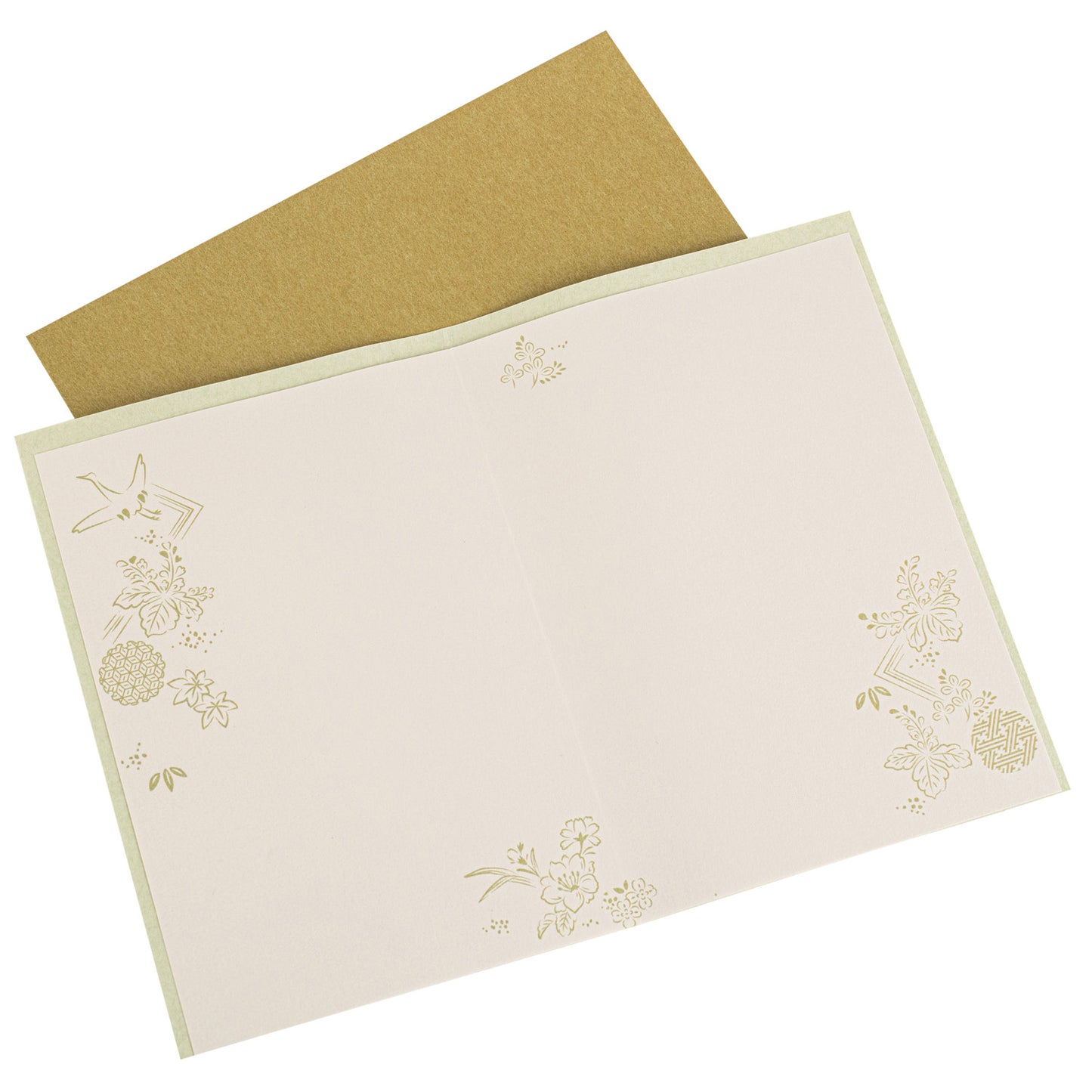 Green and Gold Mizuhiki Japanese Congratulations Card open
