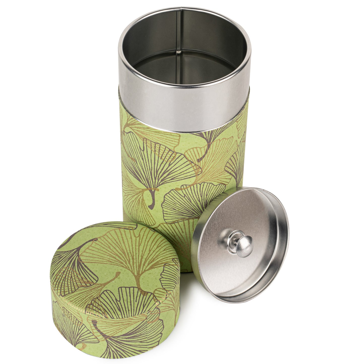 Green Ginkgo Premium Japanese Tea Caddy open