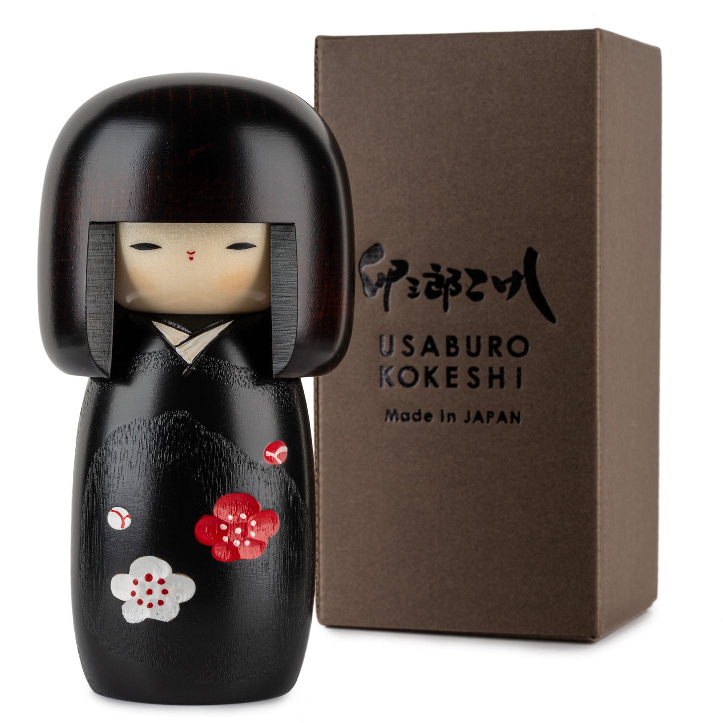 Happiness Flowers Japanese Kokeshi Doll and gift box