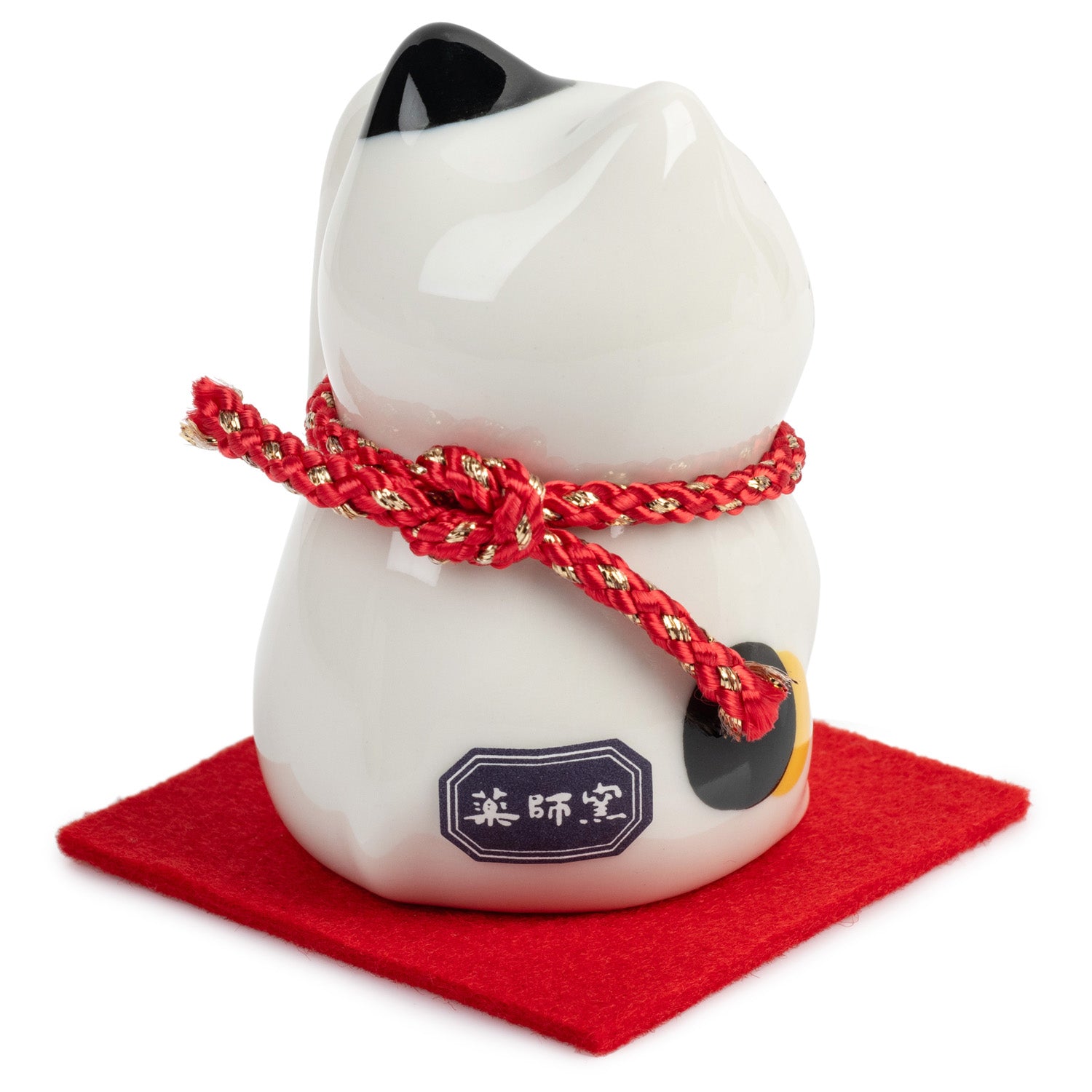 Happiness Japanese Lucky Cat and Red Cushion back