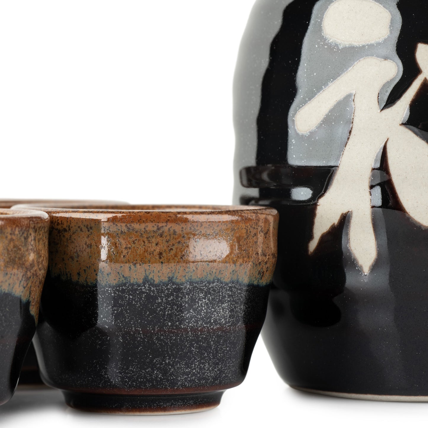 Happiness Japanese Sake Pot and Cup Set detail