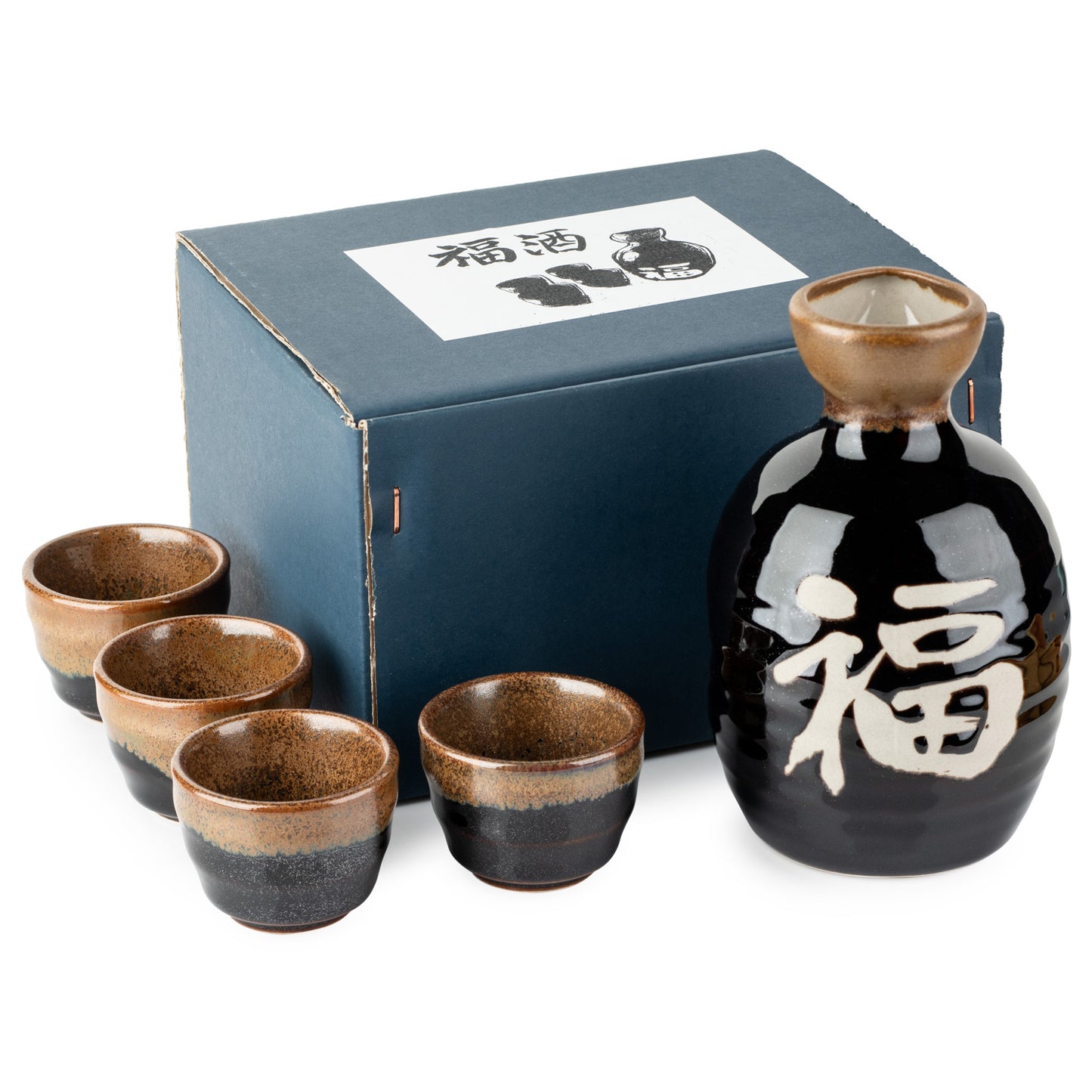 Happiness Japanese Sake Pot and Cup Set and gift box