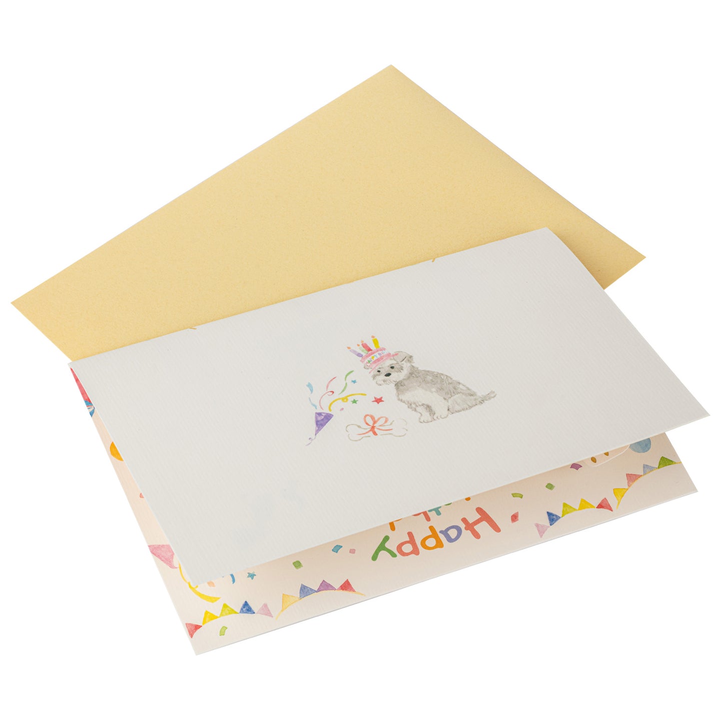 Happy Dogs Pop Open Japanese Birthday Card back and envelope
