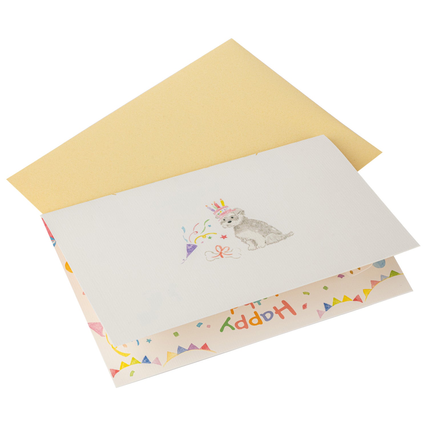 Happy Dogs Pop Open Japanese Birthday Card back  and envelope