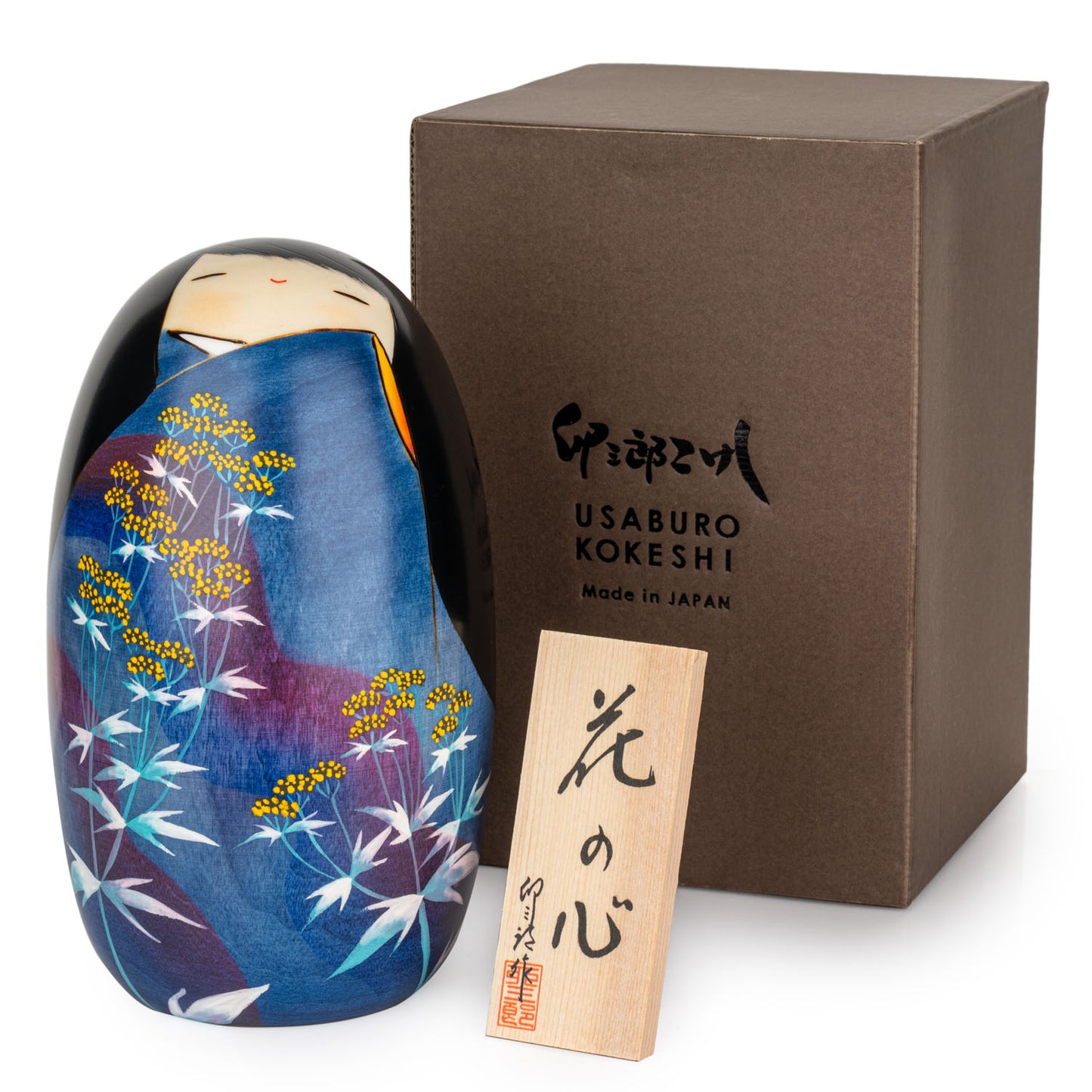 Heart of Flowers Japanese Kokeshi Doll and gift box