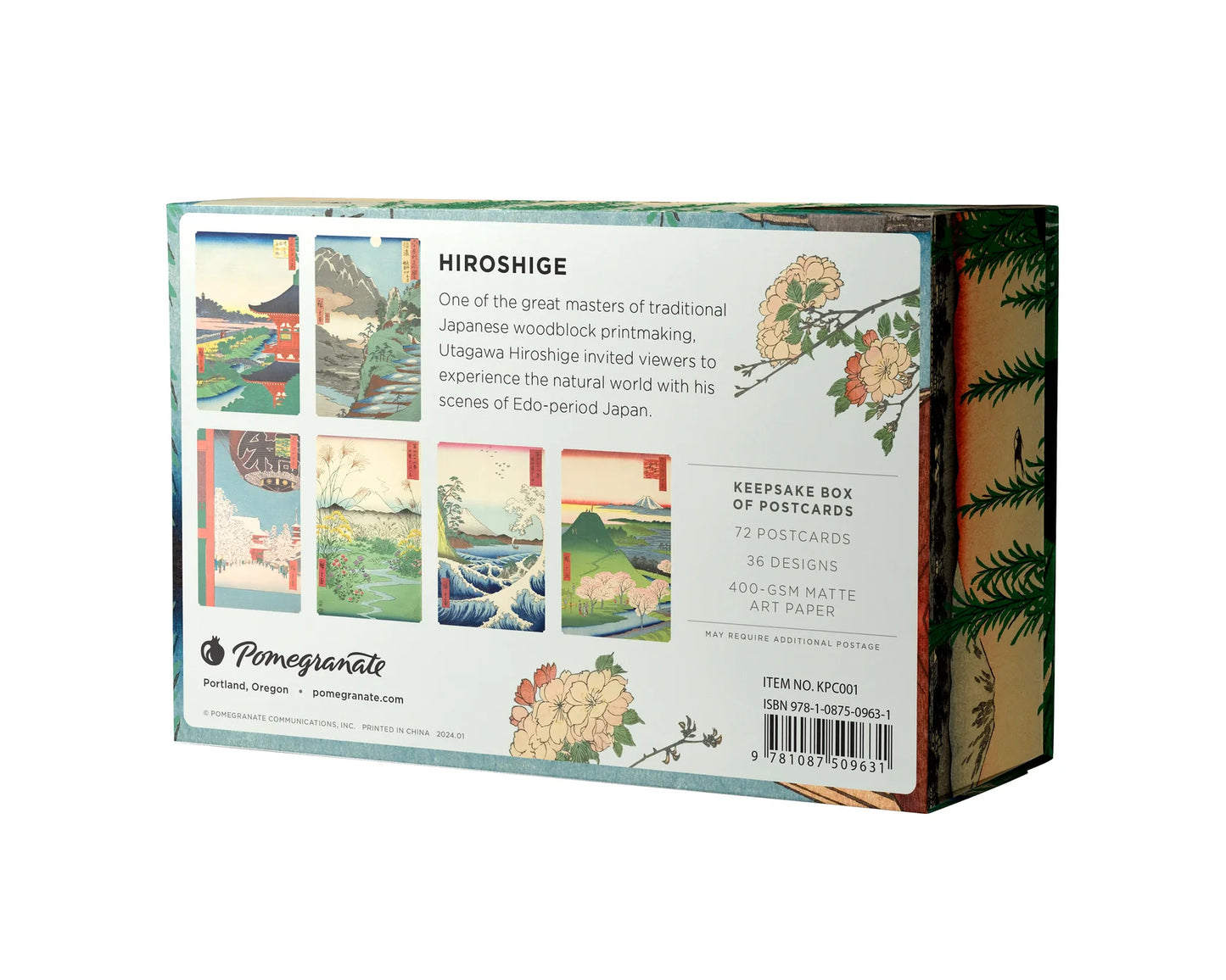 Hiroshige Keepsake Box 72 Japanese Postcards back