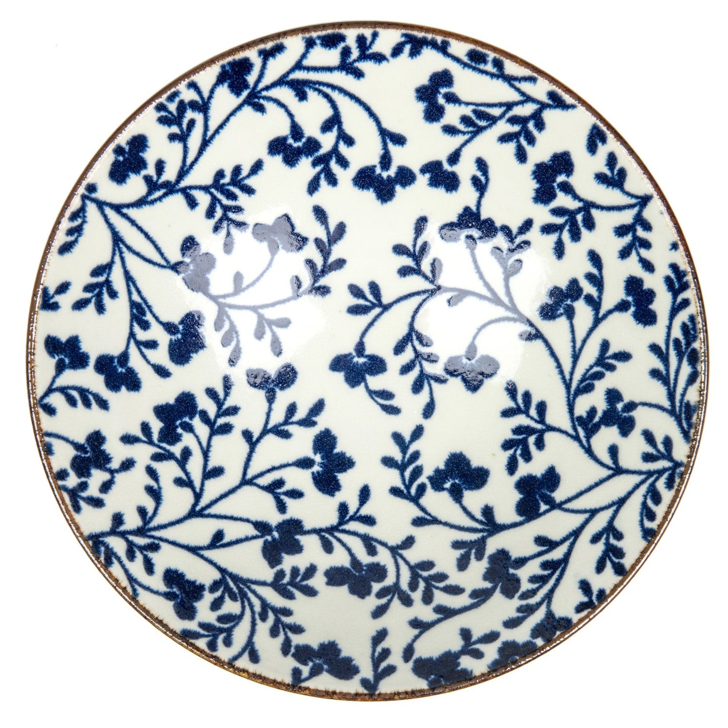 Indigo Blue Floral Large Japanese Serving Bowl