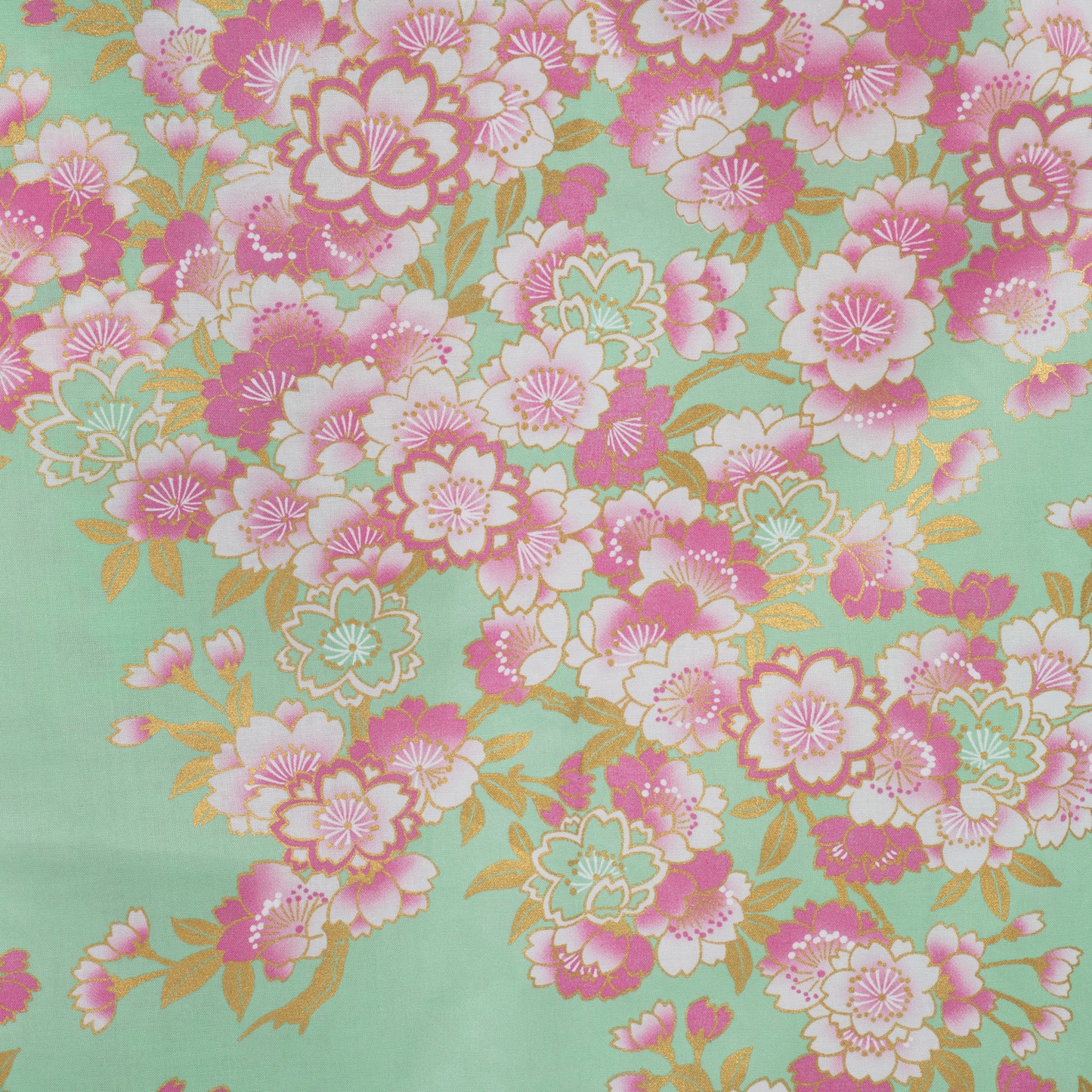 Jade Green Cherry Blossom Long Japanese Kimono pattern