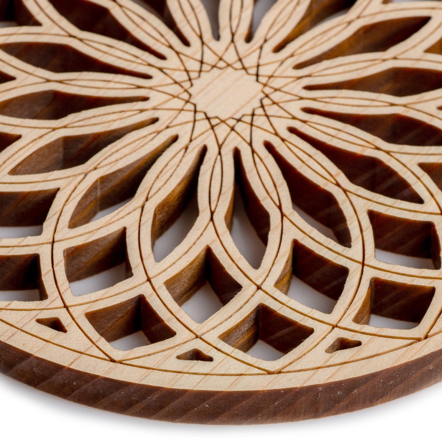 Kaleidoscope Natural Wood Premium Japanese Coaster detail