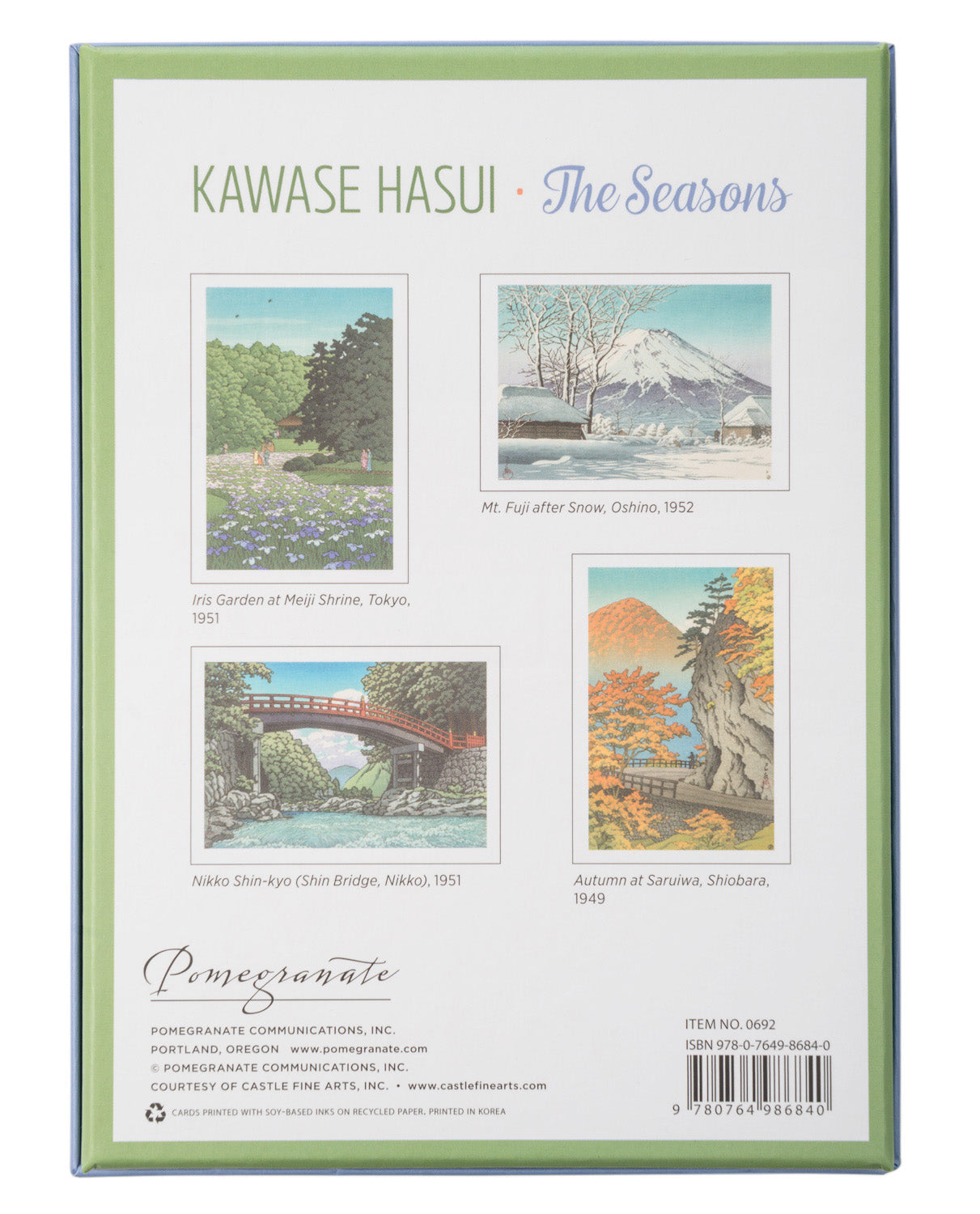 Kawase Hasui The Seasons Box 20 Japanese Cards back