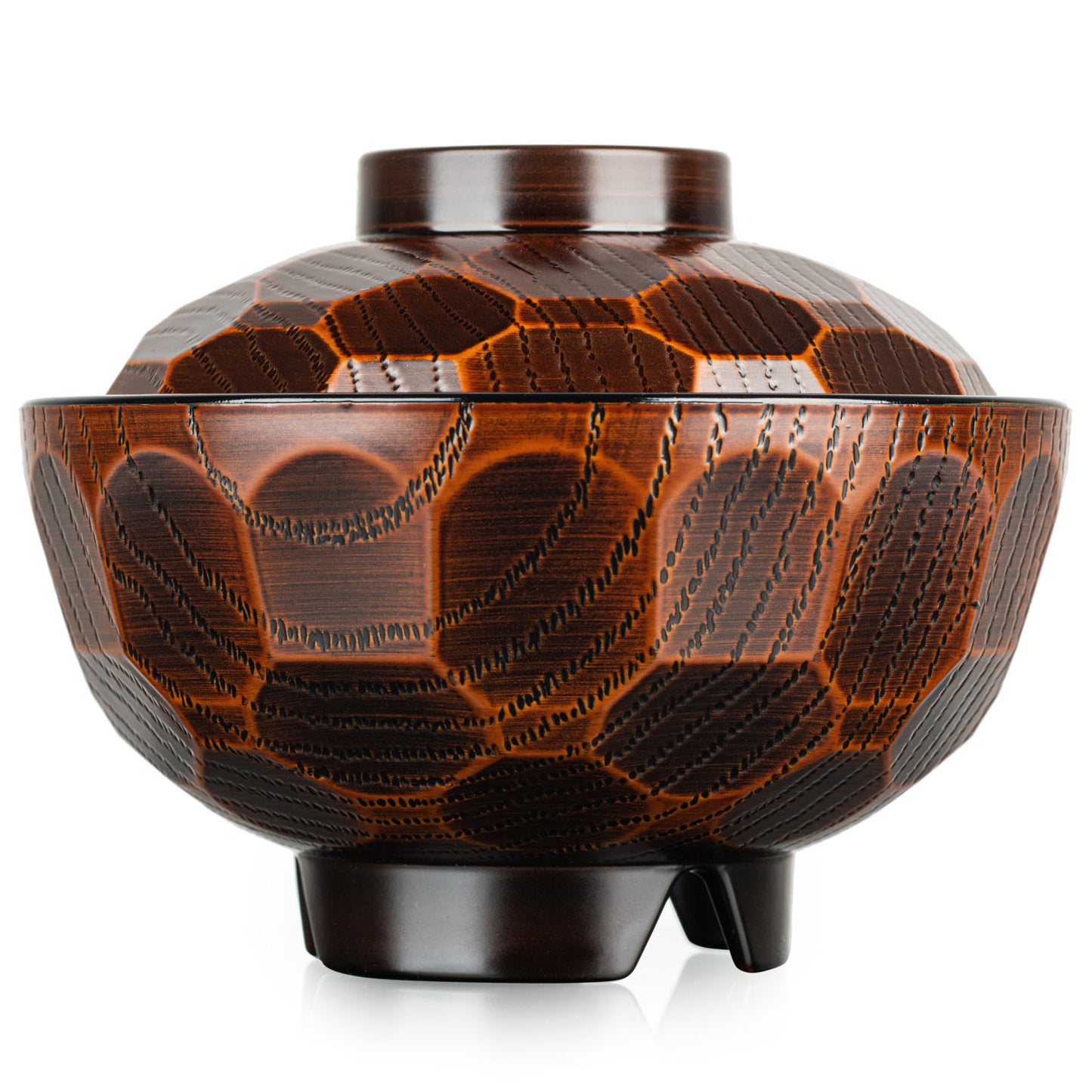 Kikko Japanese Lacquer Bowl and Lid side