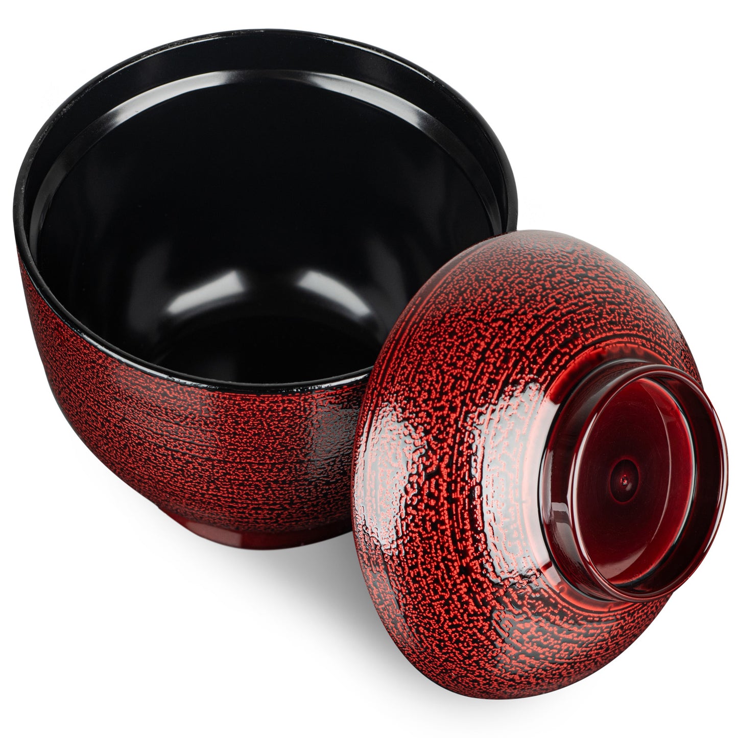 Kotobuki Japanese Lacquer Miso Soup Bowl and Lid open