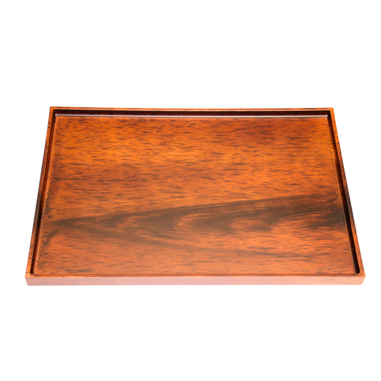 Large Brown Oblong Wood Effect Japanese Tray