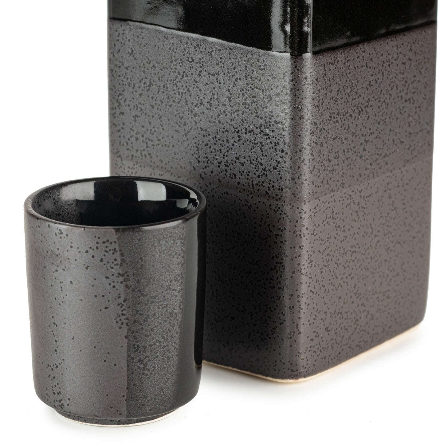 Large Premium Black Nanban Japanese Sake Set detail