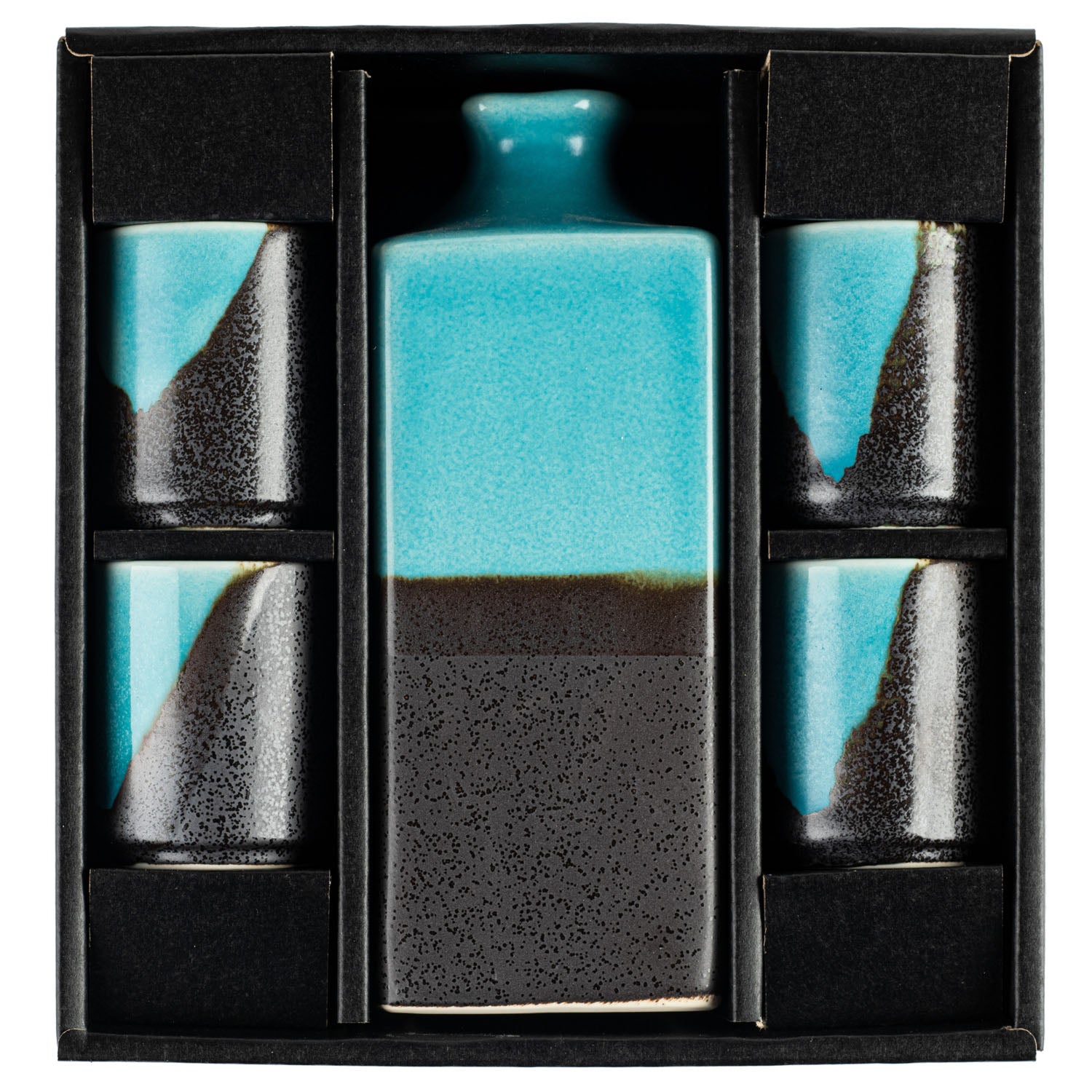 Large Premium Sora Blue and Grey Japanese Sake Set in the gift box