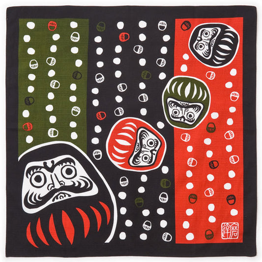 Lucky Daruma Cotton Japanese Handkerchief