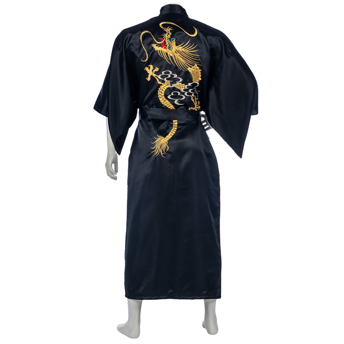 Mens Black with Gold Dragon Japanese Yukata back