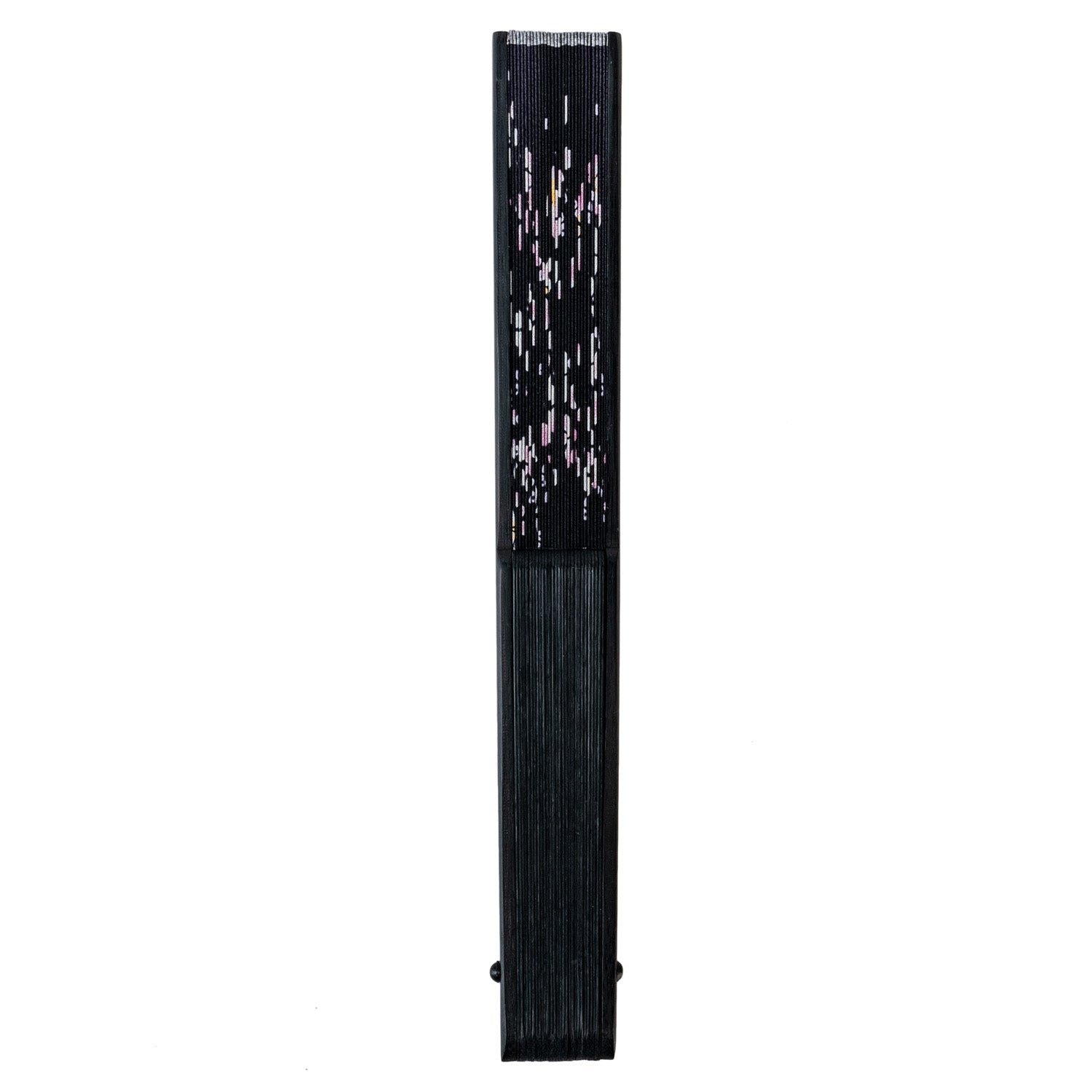 Midnight Black Sakura Japanese Folding Fan closed